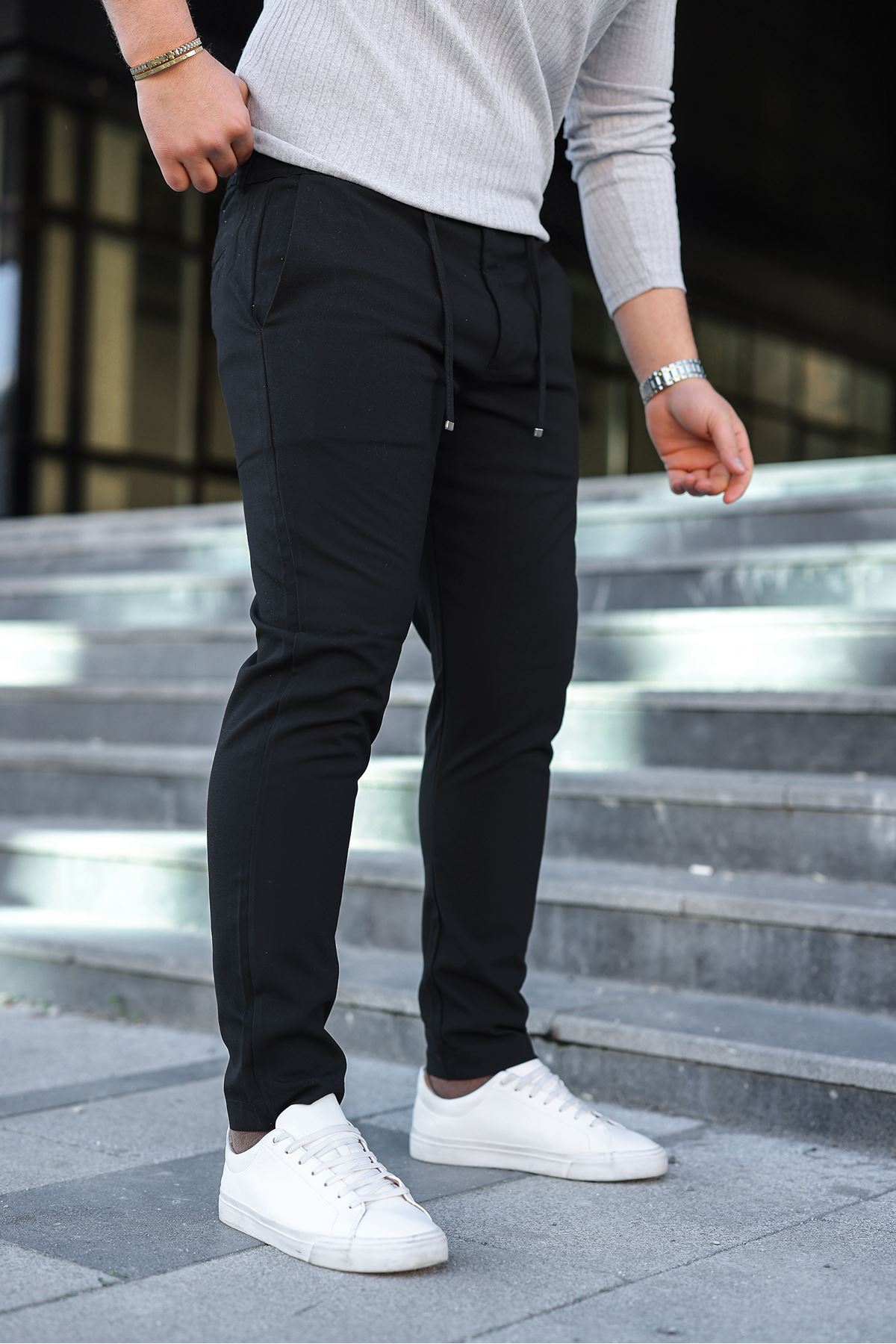 Erkek Fitilli Kumaş Hakim Yaka Düğmeli Sweat