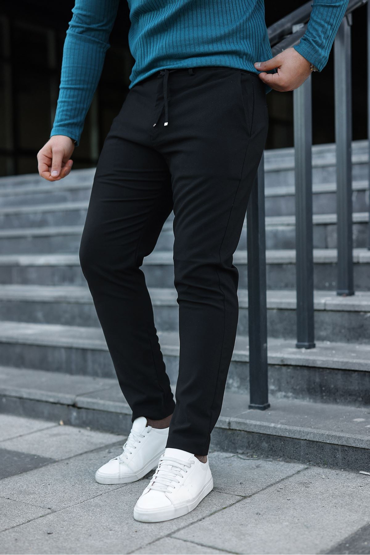 Erkek Fitilli Kumaş Hakim Yaka Düğmeli Sweat