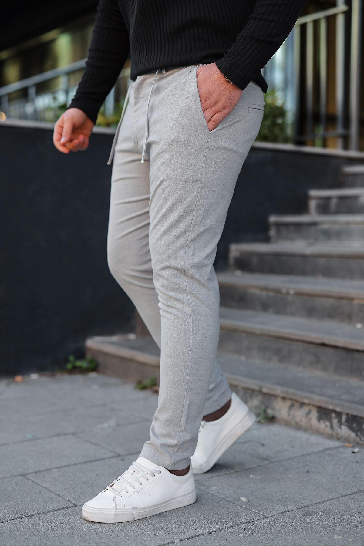 Erkek Fitilli Kumaş Hakim Yaka Düğmeli Sweat