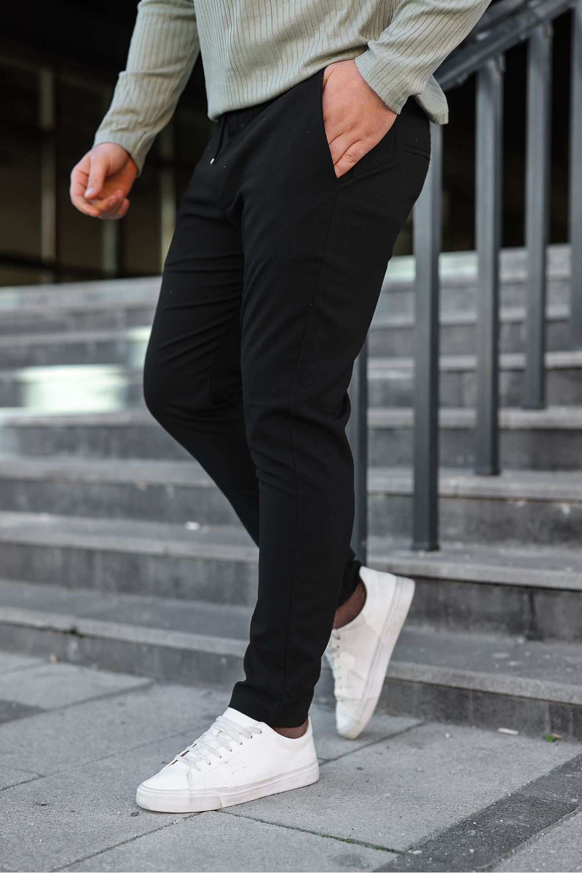 Erkek Fitilli Kumaş Hakim Yaka Düğmeli Sweat