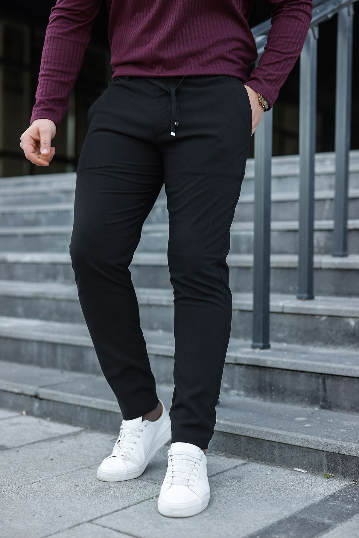 Erkek Fitilli Kumaş Polo Yaka Yarım Fermuarlı Sweat