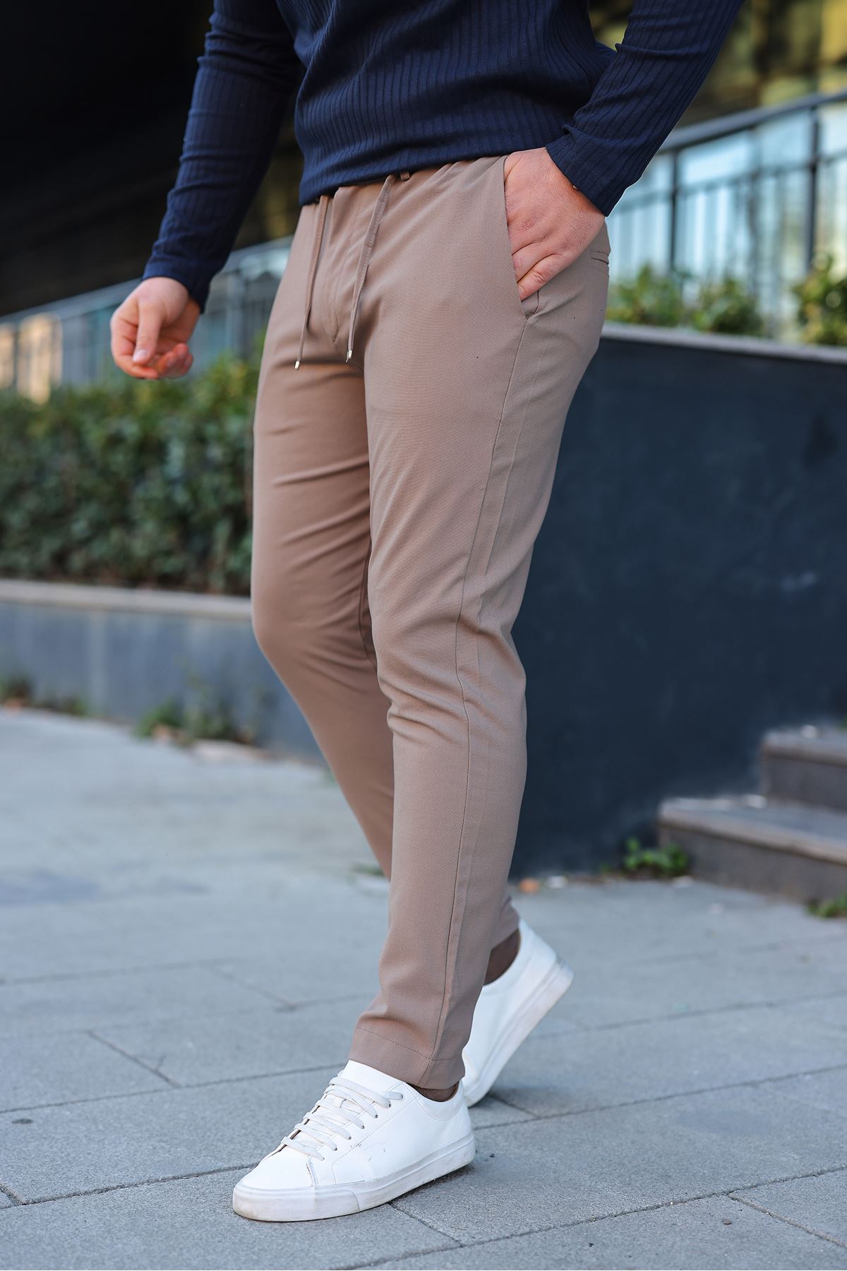 Erkek Fitilli Kumaş Polo Yaka Yarım Fermuarlı Sweat