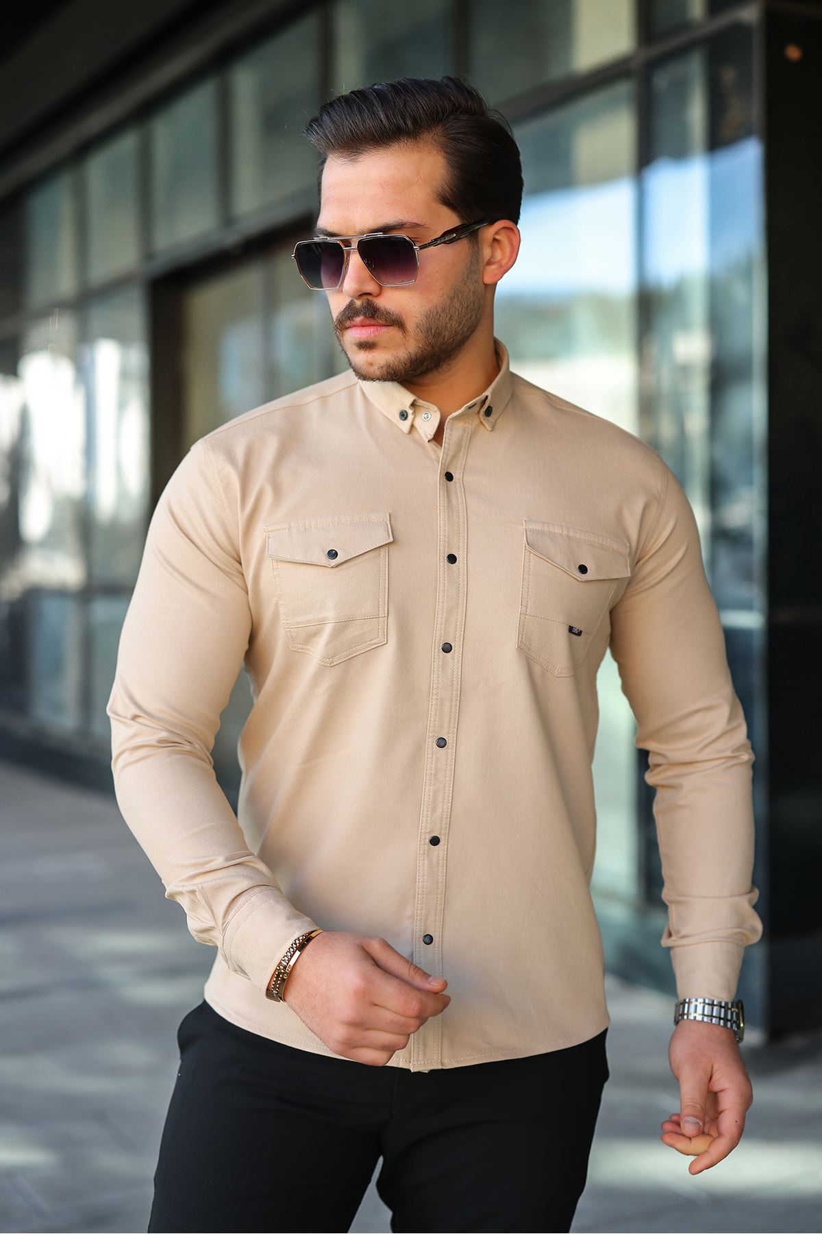 Slim Fit Jeans - Kot Erkek Gömlek Günlük Kullanıma Uygun