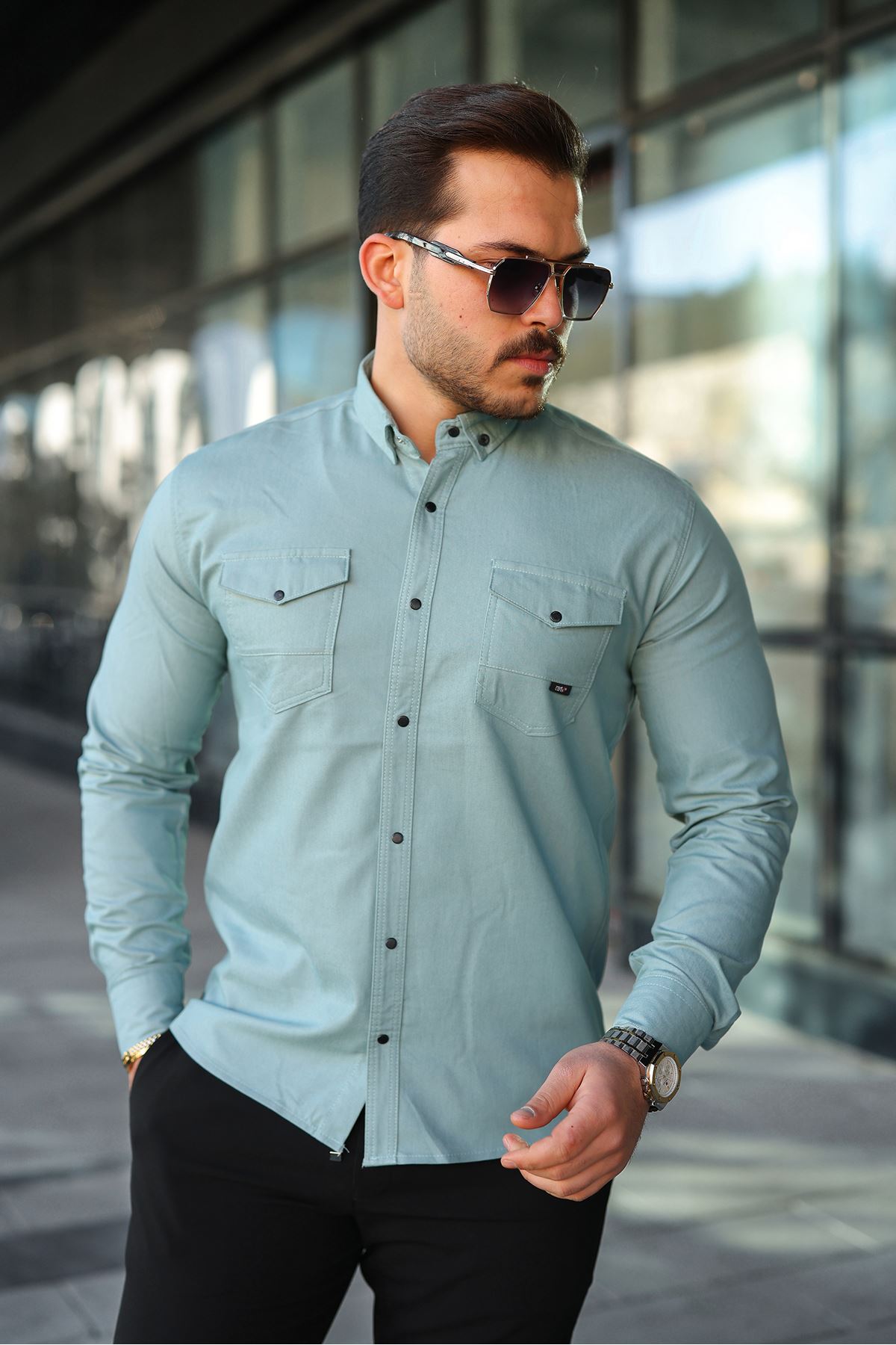 Slim Fit Jeans - Kot Erkek Gömlek Günlük Kullanıma Uygun