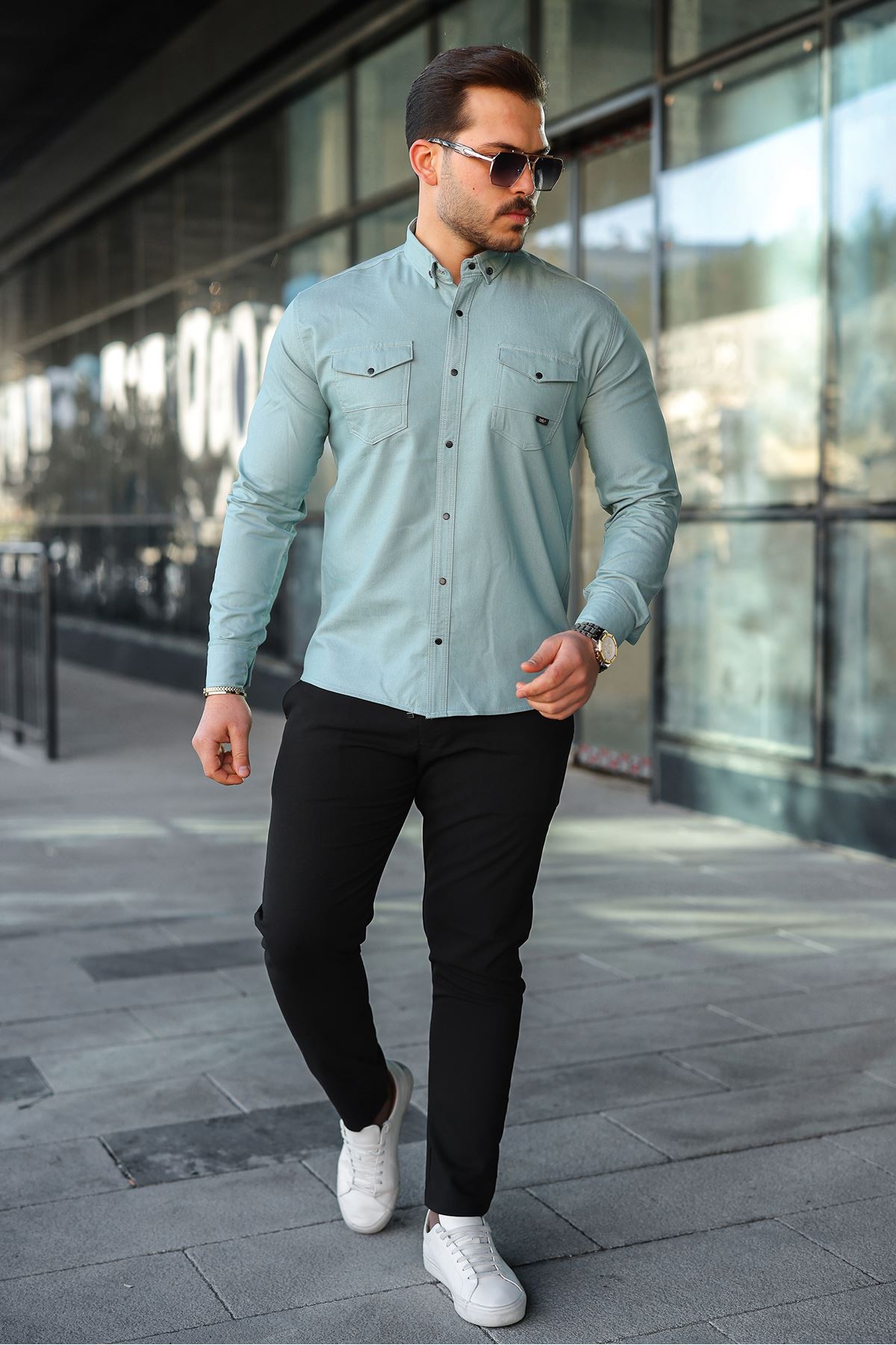 Slim Fit Jeans - Kot Erkek Gömlek Günlük Kullanıma Uygun