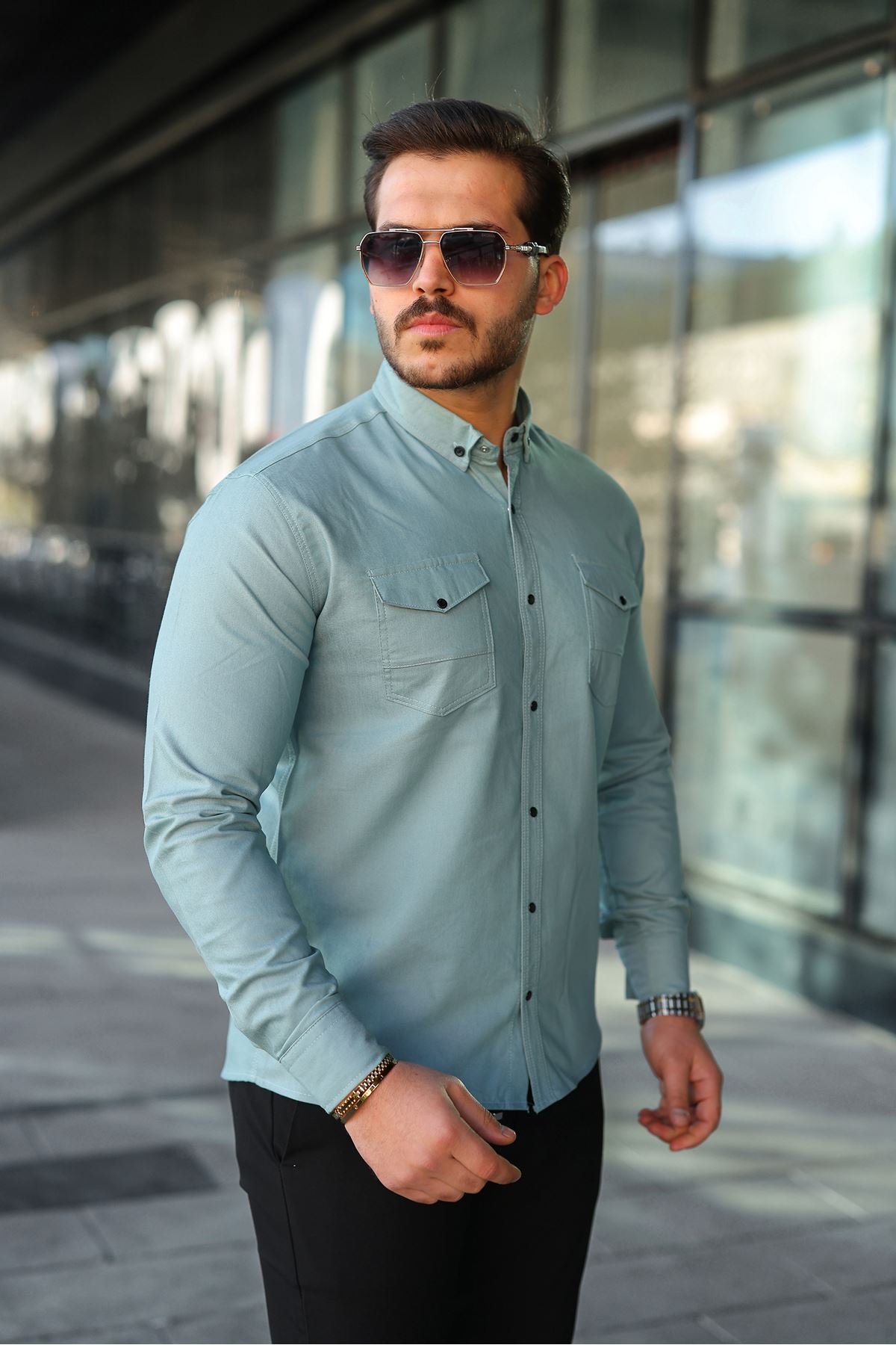 Slim Fit Jeans - Kot Erkek Gömlek Günlük Kullanıma Uygun