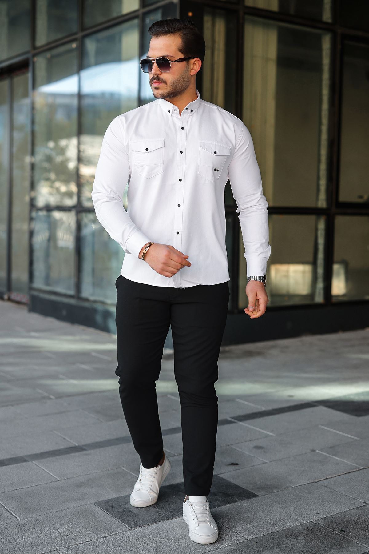 Slim Fit Jeans - Kot Erkek Gömlek Günlük Kullanıma Uygun