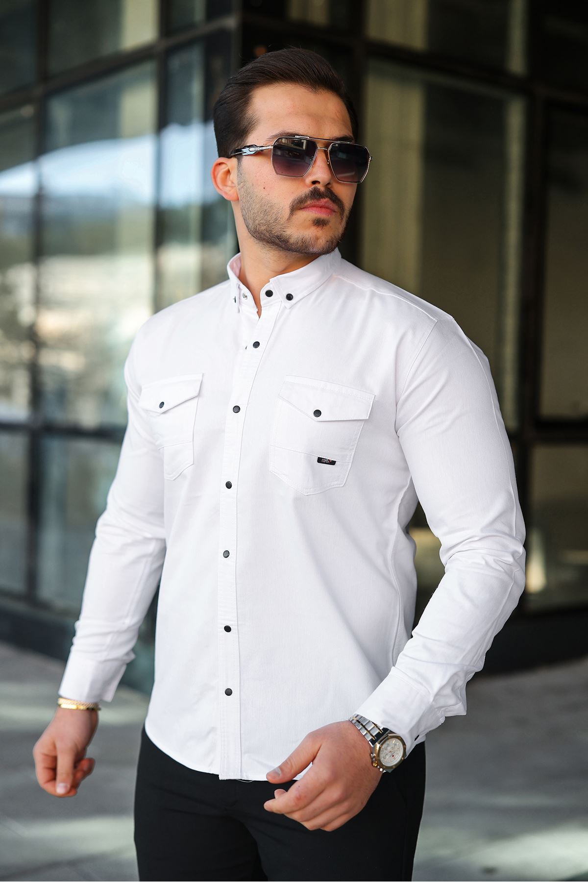 Slim Fit Jeans - Kot Erkek Gömlek Günlük Kullanıma Uygun