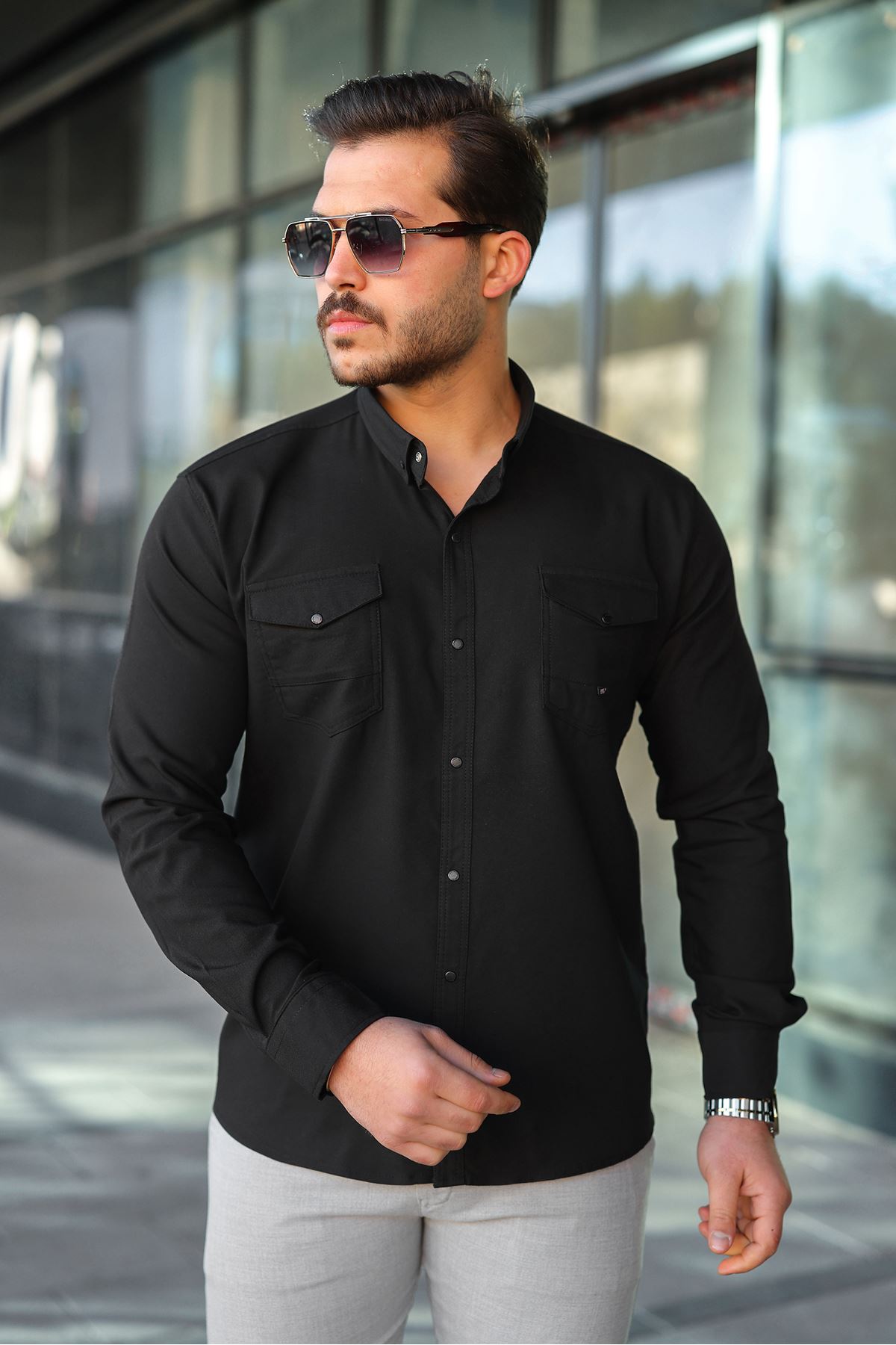 Slim Fit Jeans - Kot Erkek Gömlek Günlük Kullanıma Uygun