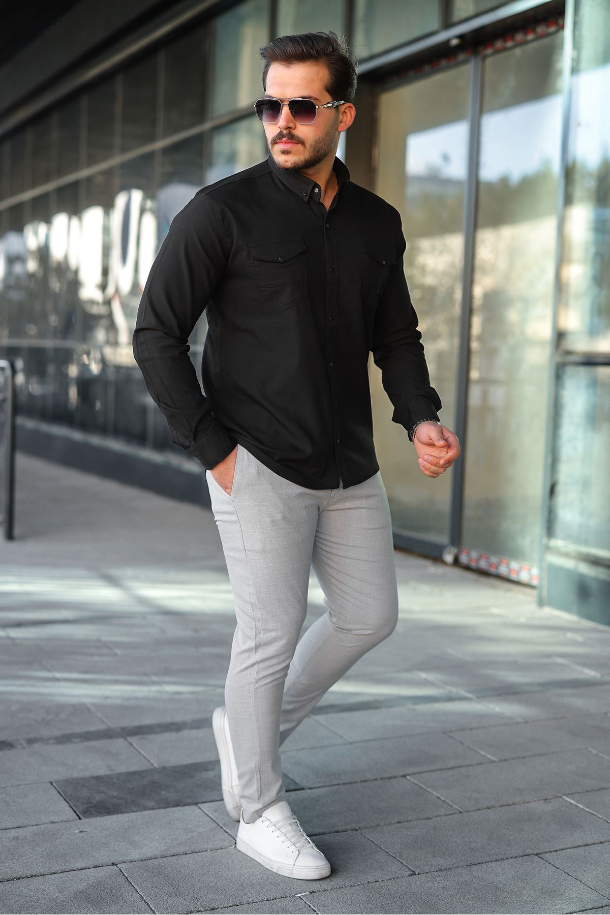 Slim Fit Jeans - Kot Erkek Gömlek Günlük Kullanıma Uygun