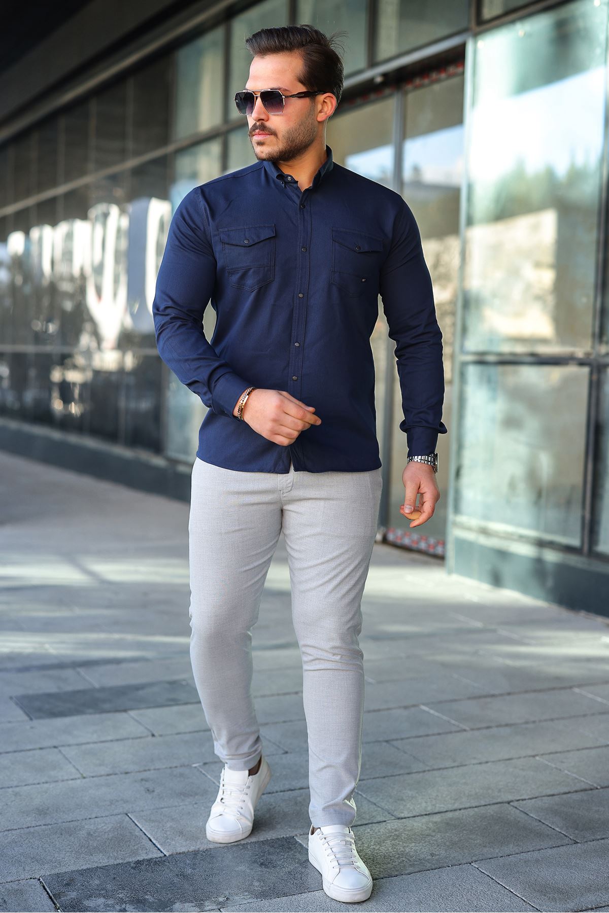 Slim Fit Jeans - Kot Erkek Gömlek Günlük Kullanıma Uygun