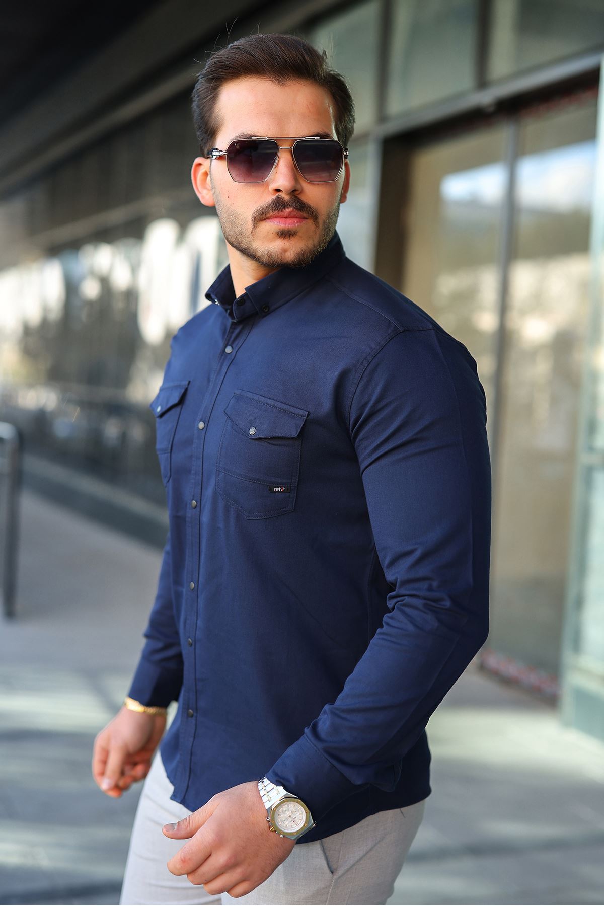 Slim Fit Jeans - Kot Erkek Gömlek Günlük Kullanıma Uygun