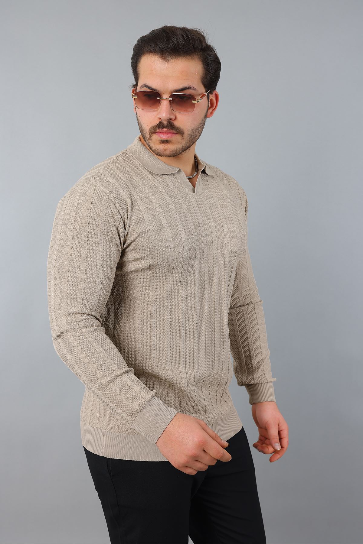 Erkek Polo Yaka Çizgili Triko