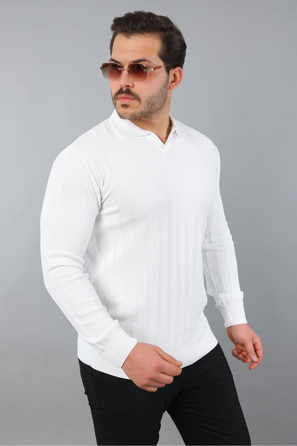 Erkek Polo Yaka Çizgili Triko