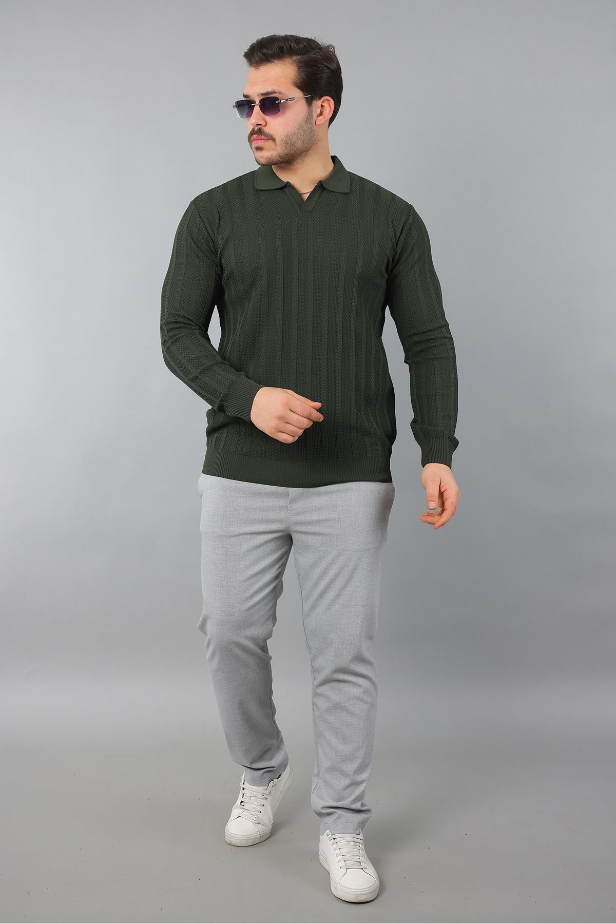 Erkek Polo Yaka Çizgili Triko