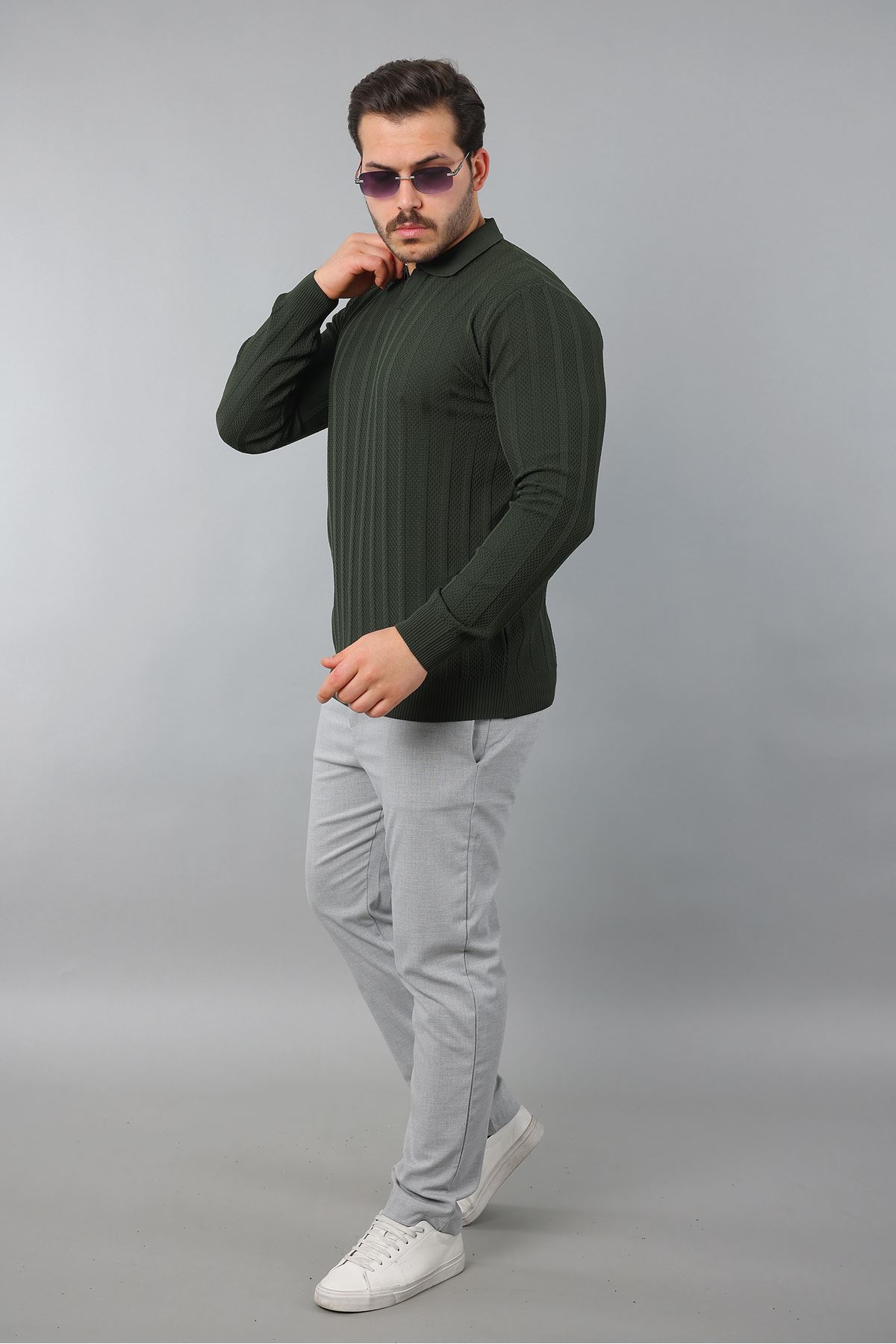 Erkek Polo Yaka Çizgili Triko