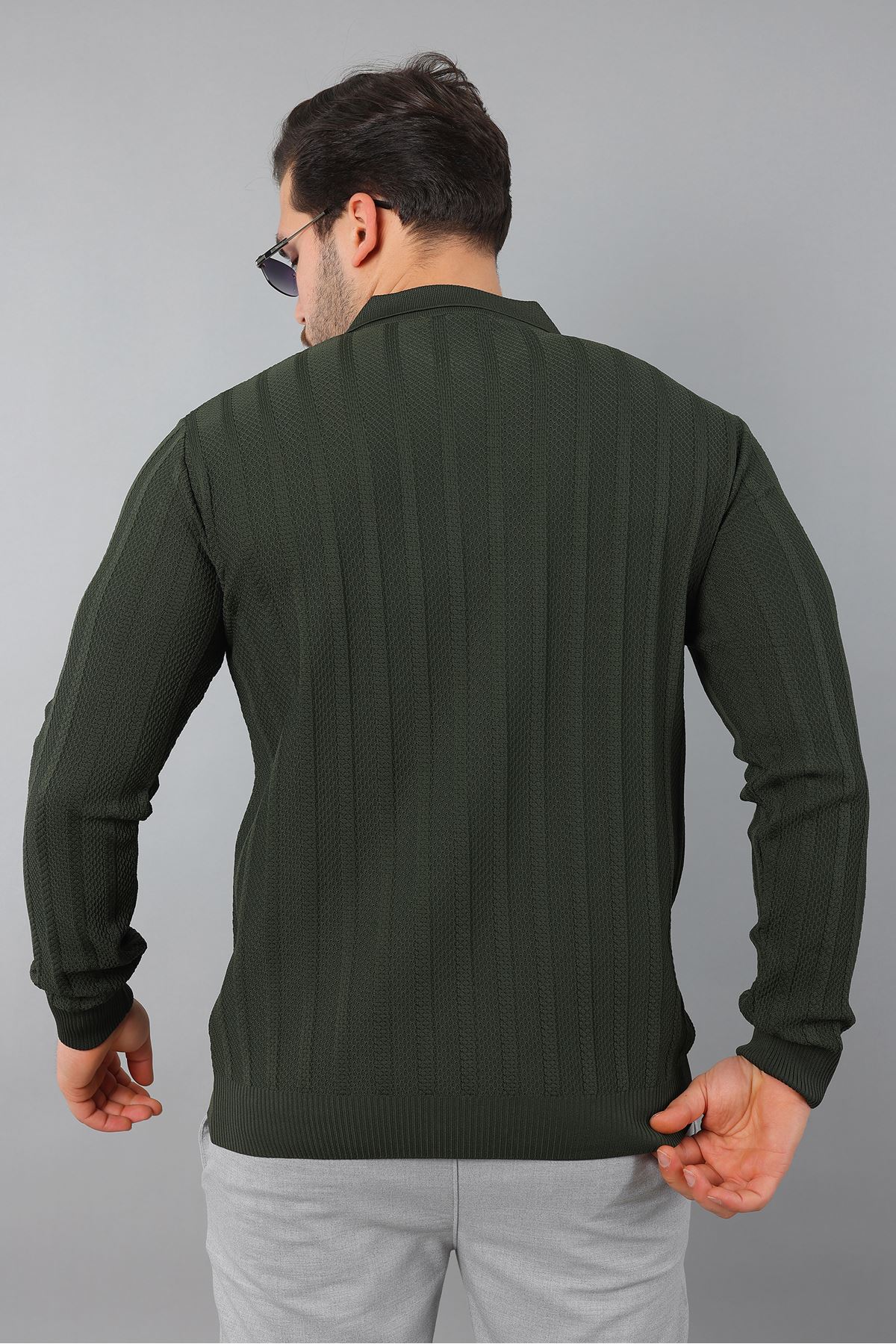 Erkek Polo Yaka Çizgili Triko