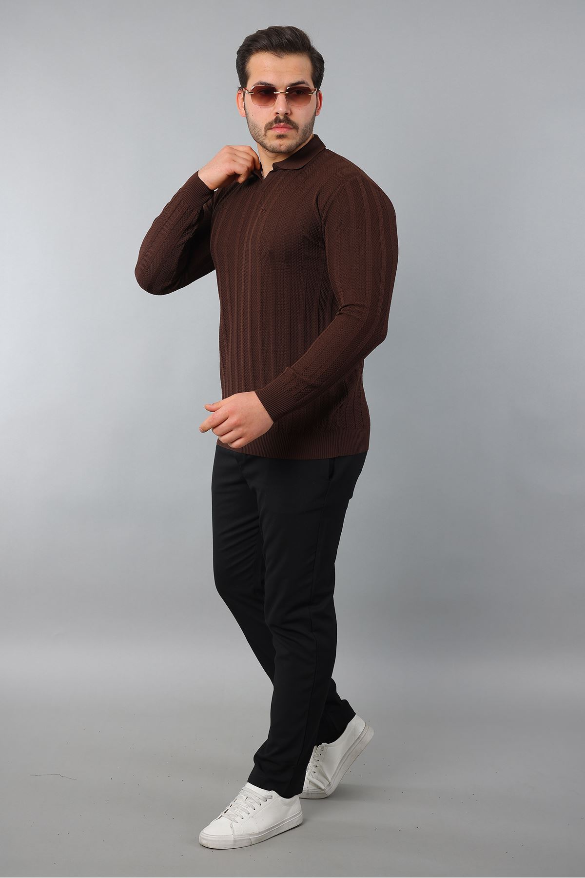 Erkek Polo Yaka Çizgili Triko