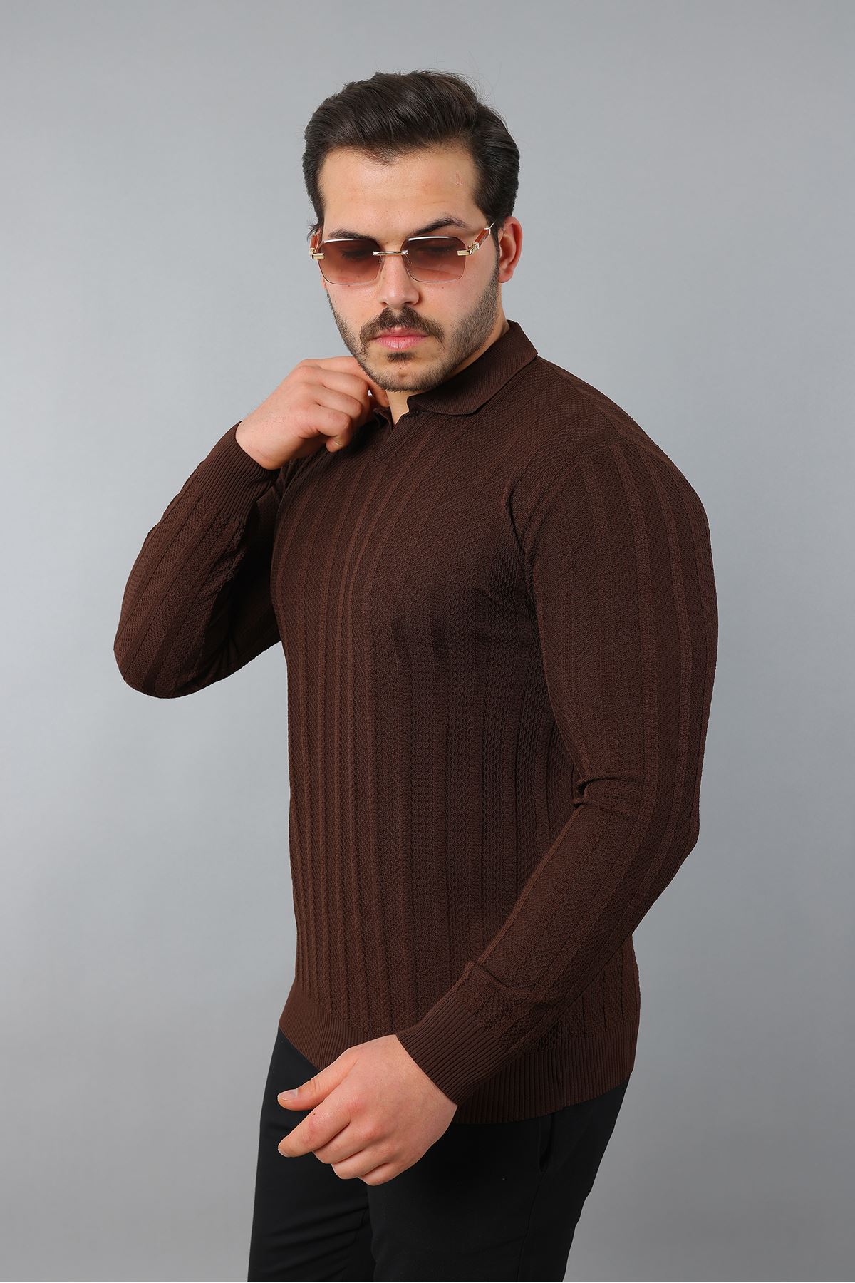 Erkek Polo Yaka Çizgili Triko