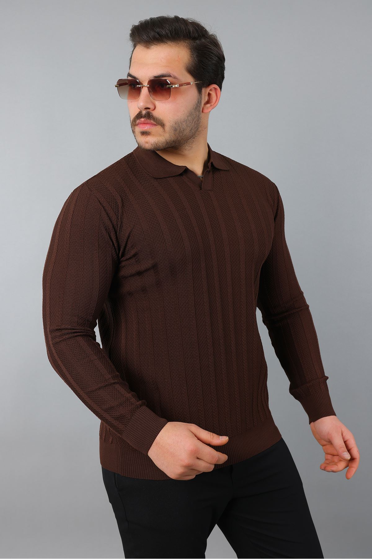 Erkek Polo Yaka Çizgili Triko