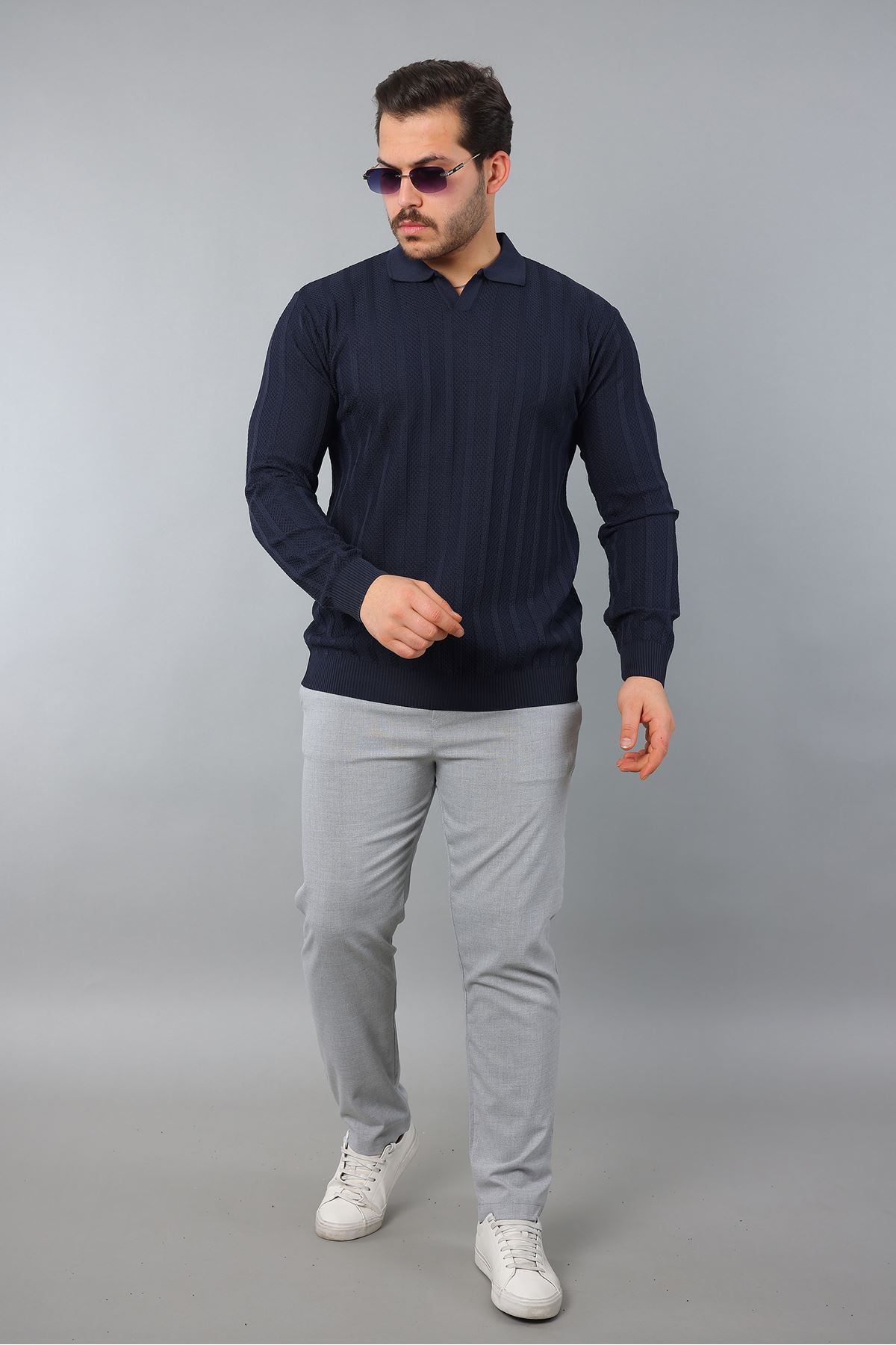 Erkek Polo Yaka Çizgili Triko