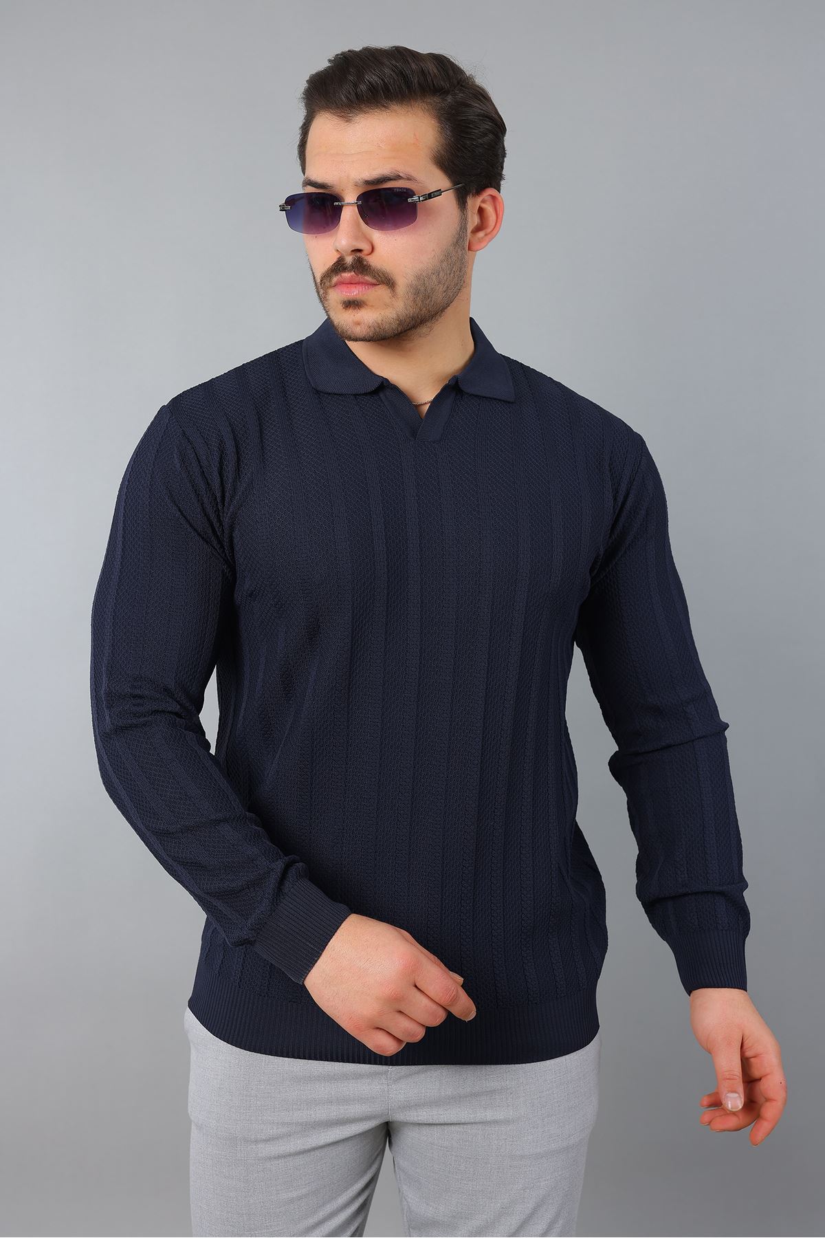 Erkek Polo Yaka Çizgili Triko