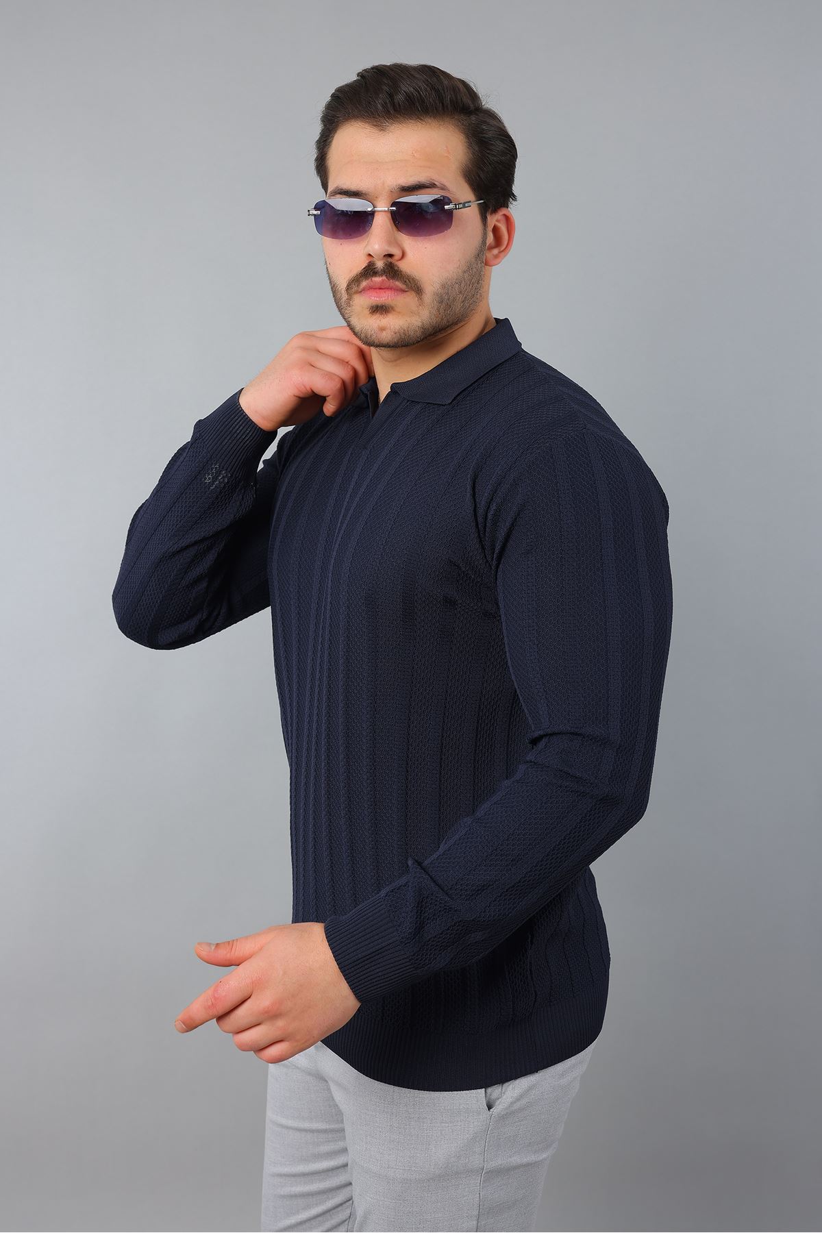 Erkek Polo Yaka Çizgili Triko