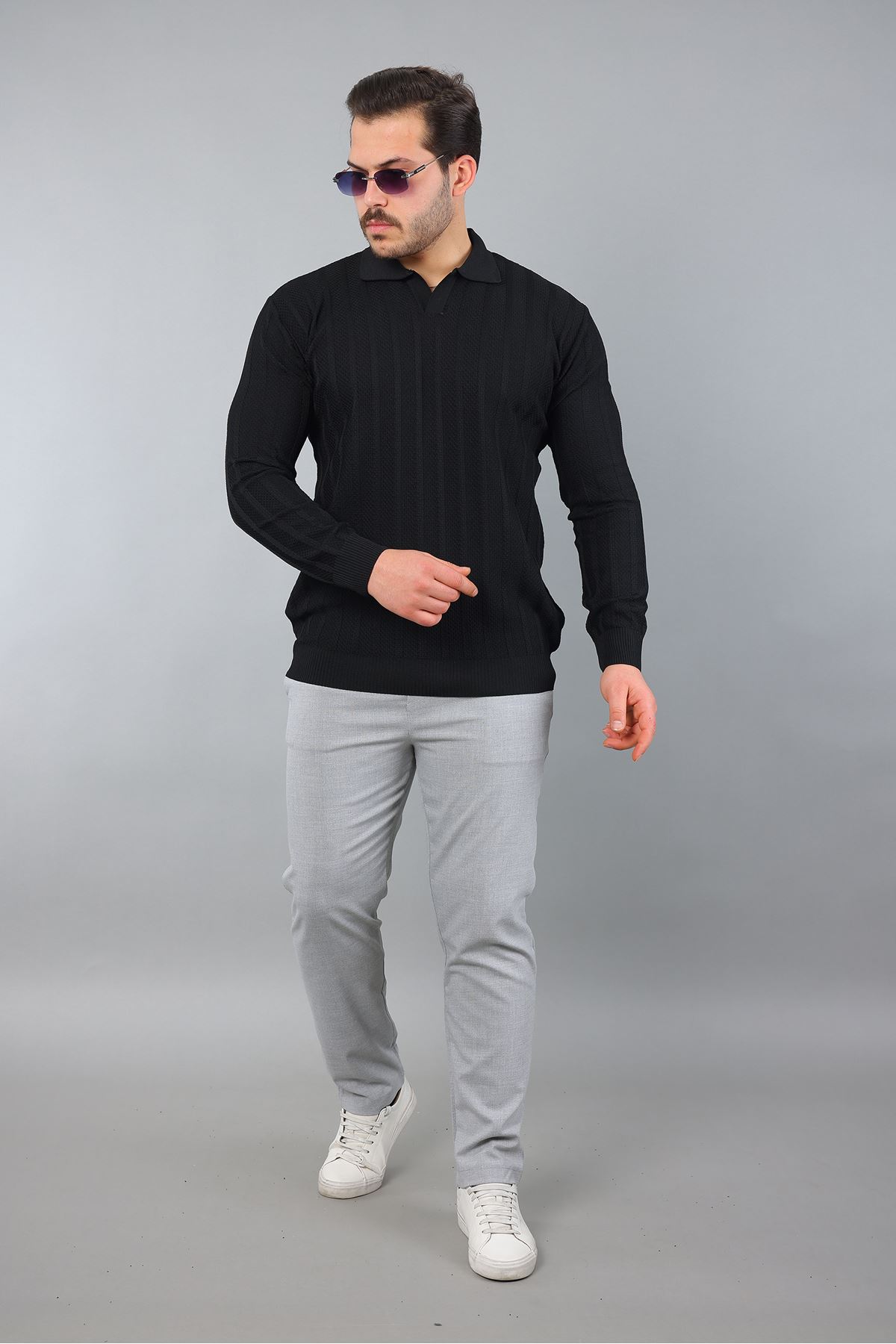 Erkek Polo Yaka Çizgili Triko