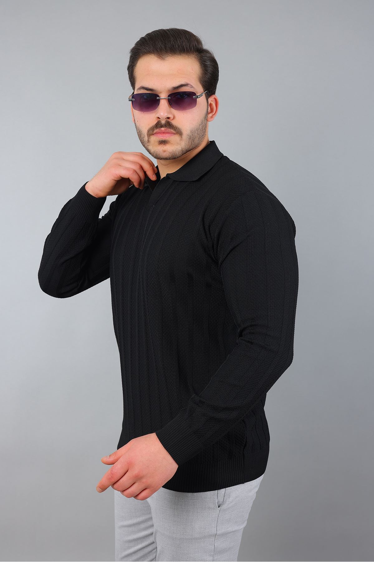 Erkek Polo Yaka Çizgili Triko