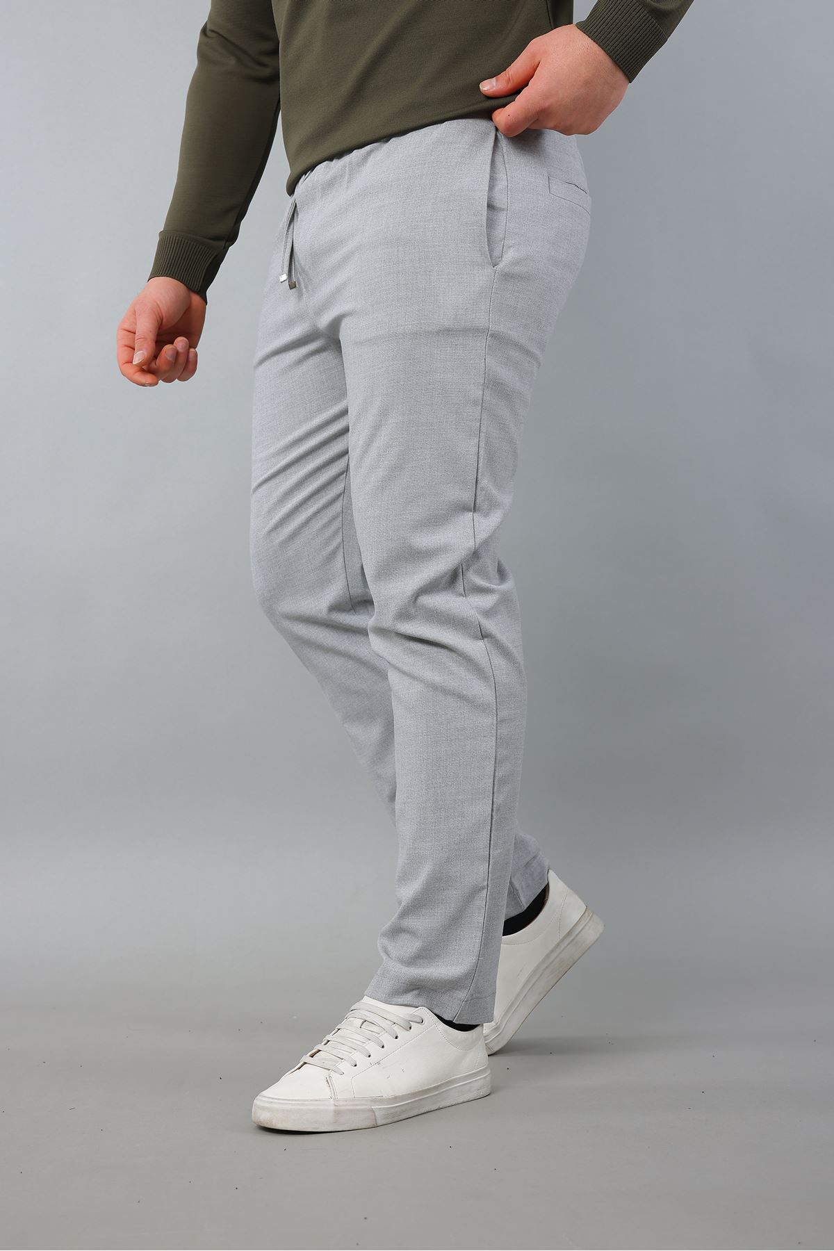 Erkek Uzun Kol Bisiklet Yaka Düz Triko