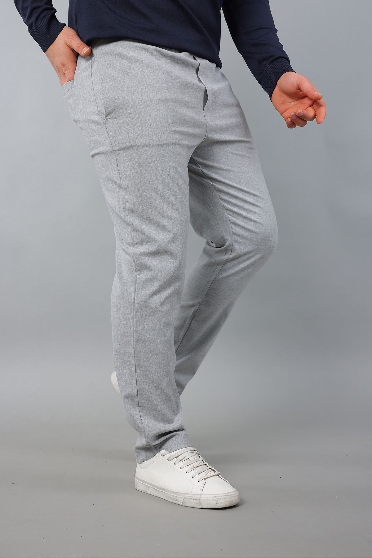 Erkek Uzun Kol Bisiklet Yaka Düz Triko