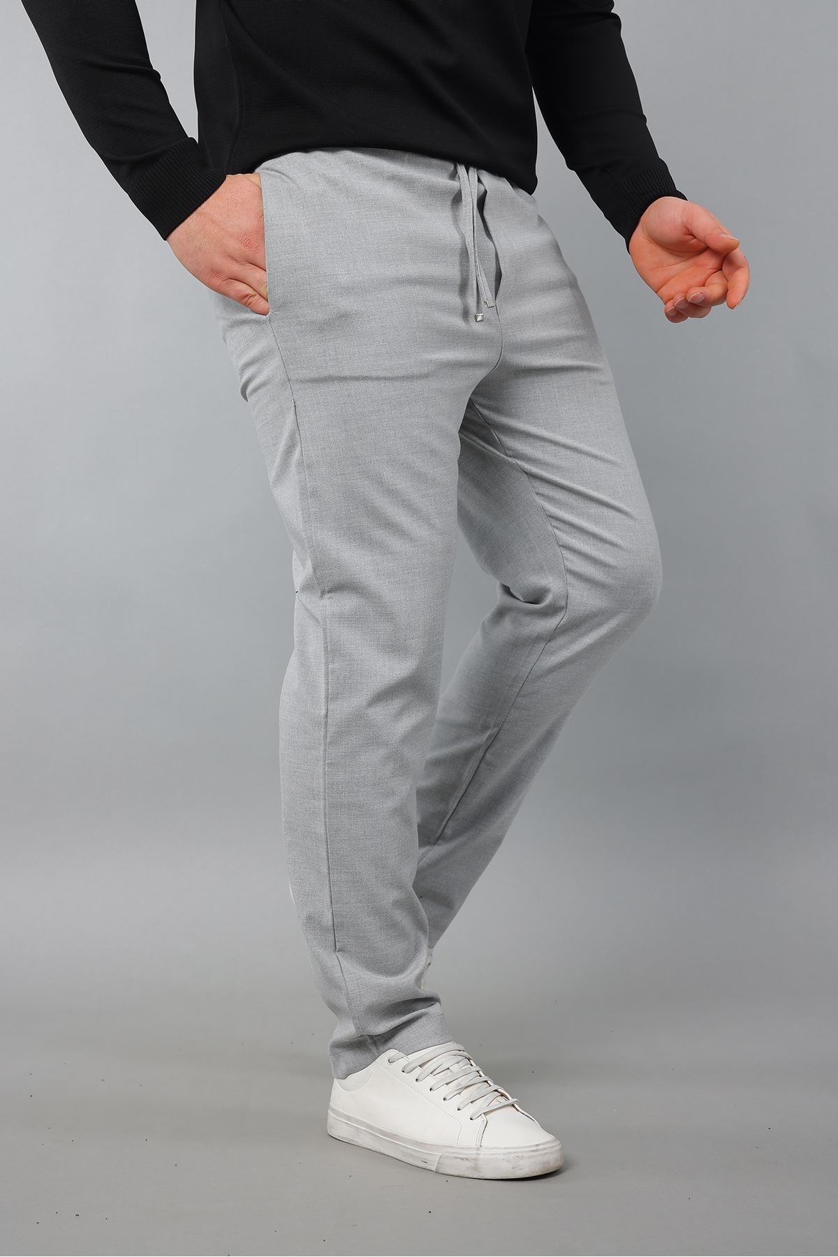 Erkek Uzun Kol Bisiklet Yaka Düz Triko