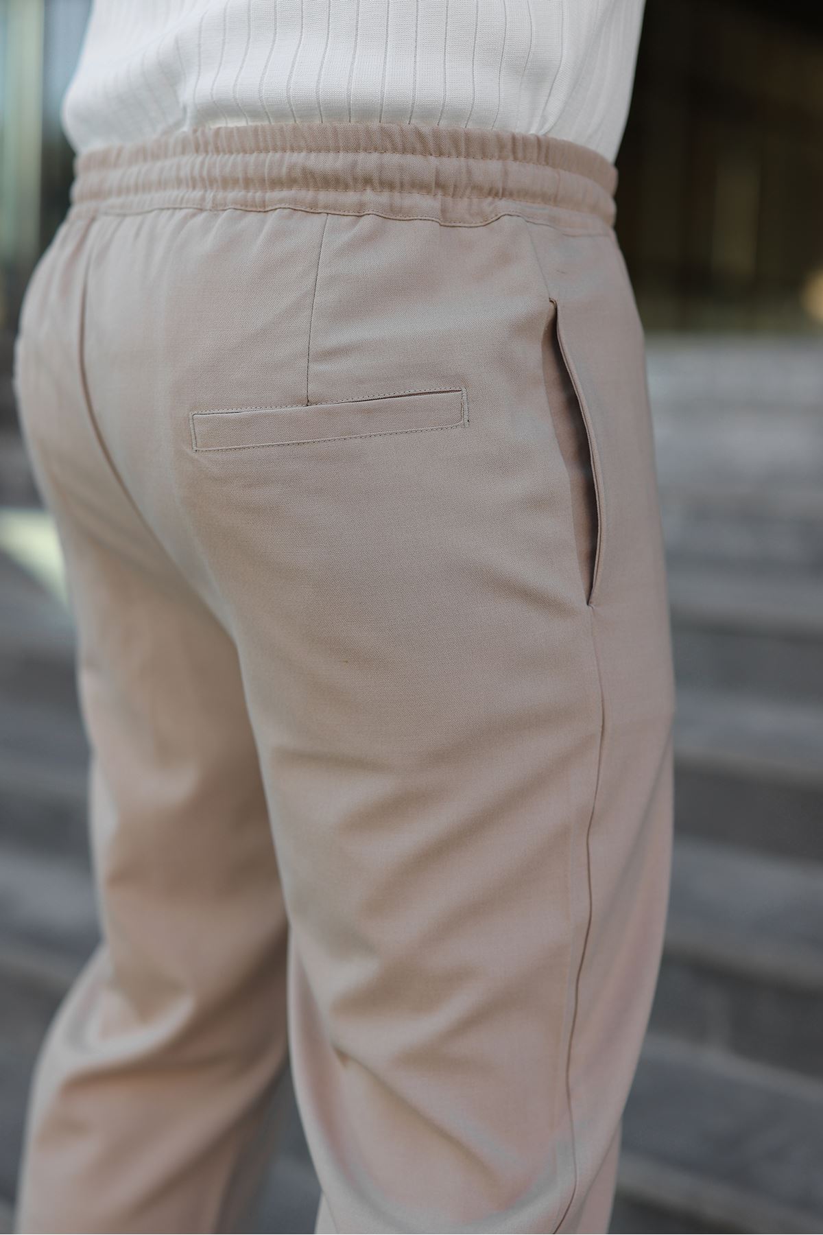 Erkek Baggy Bel Lastik Bez Ayağı Kumaş Pantolon