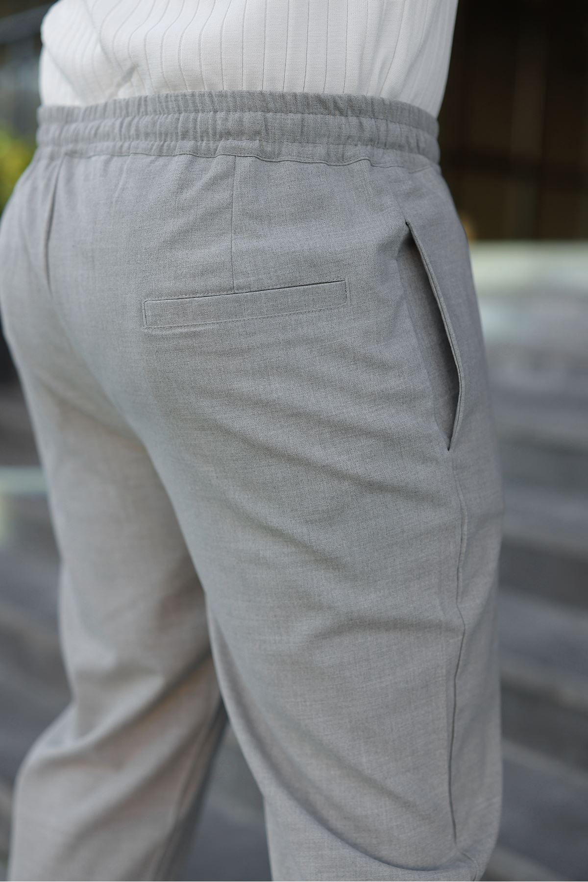 Erkek Baggy Bel Lastik Bez Ayağı Kumaş Pantolon