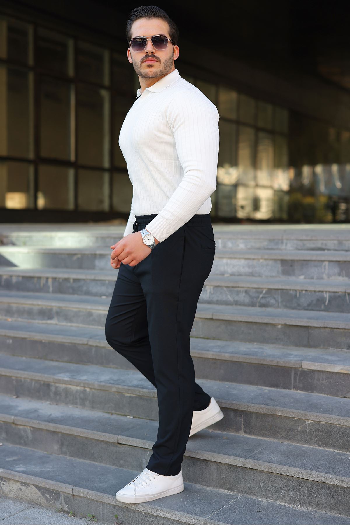 Erkek Baggy Bel Lastik Bez Ayağı Kumaş Pantolon