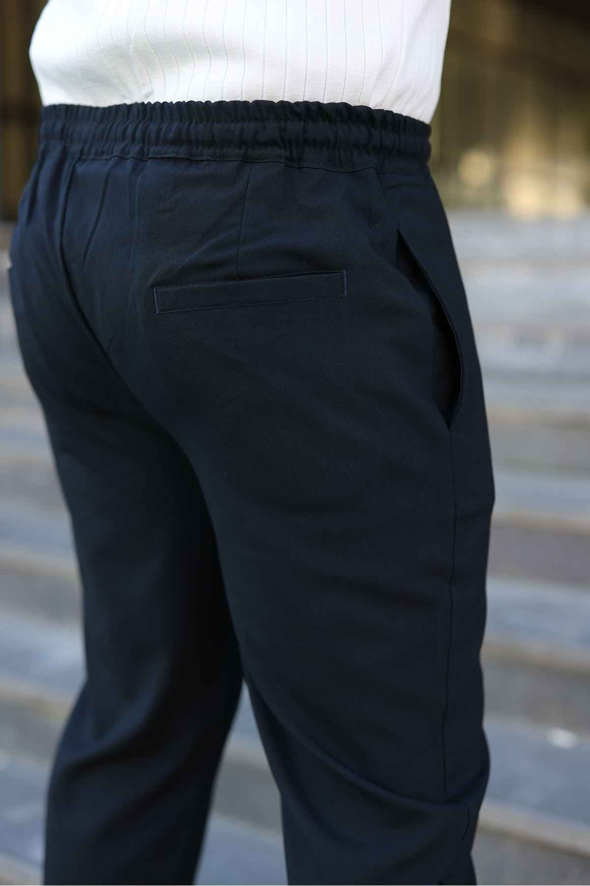 Erkek Baggy Bel Lastik Bez Ayağı Kumaş Pantolon