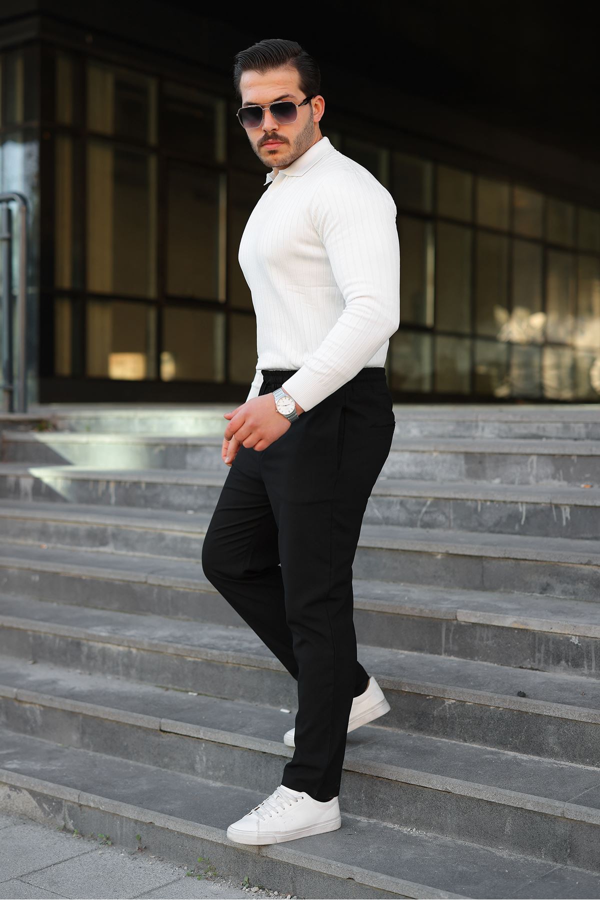 Erkek Baggy Bel Lastik Bez Ayağı Kumaş Pantolon