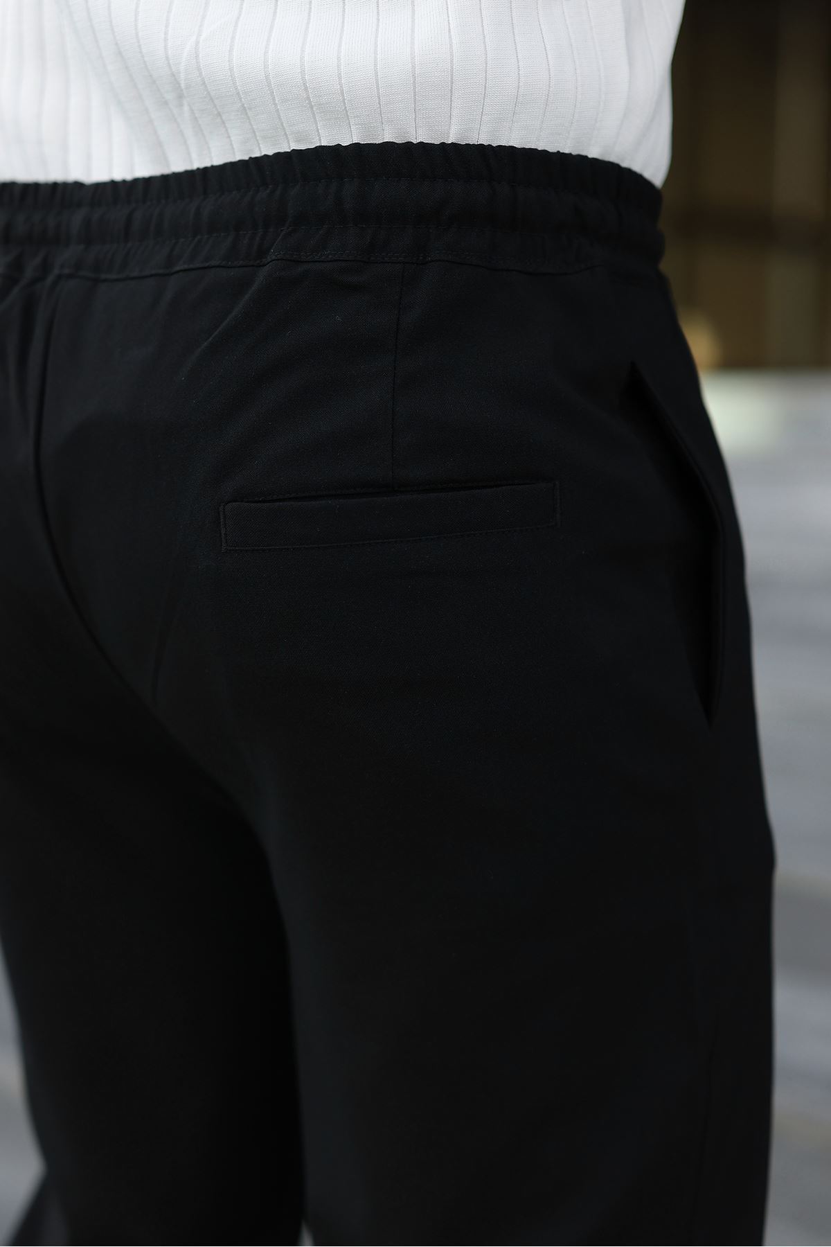 Erkek Baggy Bel Lastik Bez Ayağı Kumaş Pantolon