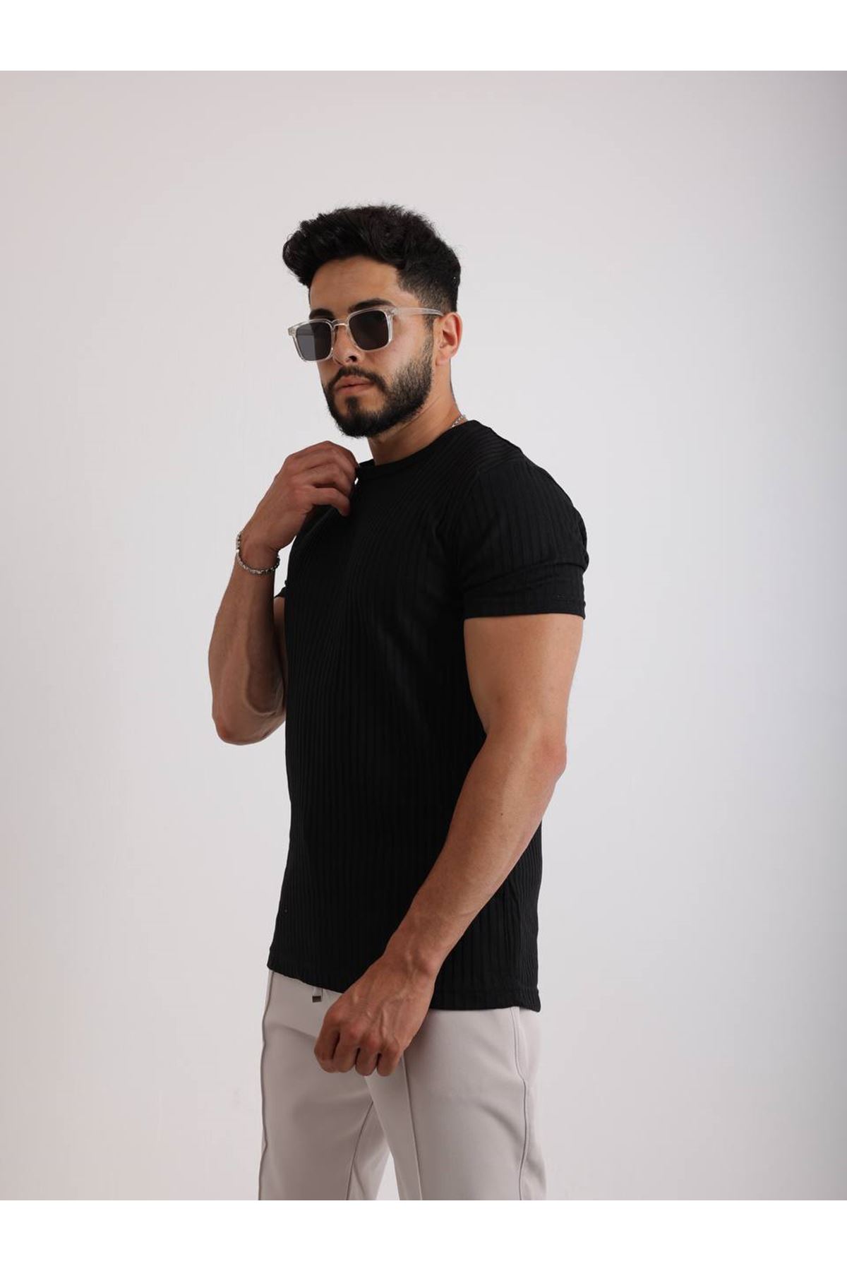 Zinox Kumaş Basic Kendinden Desenli T-shirt