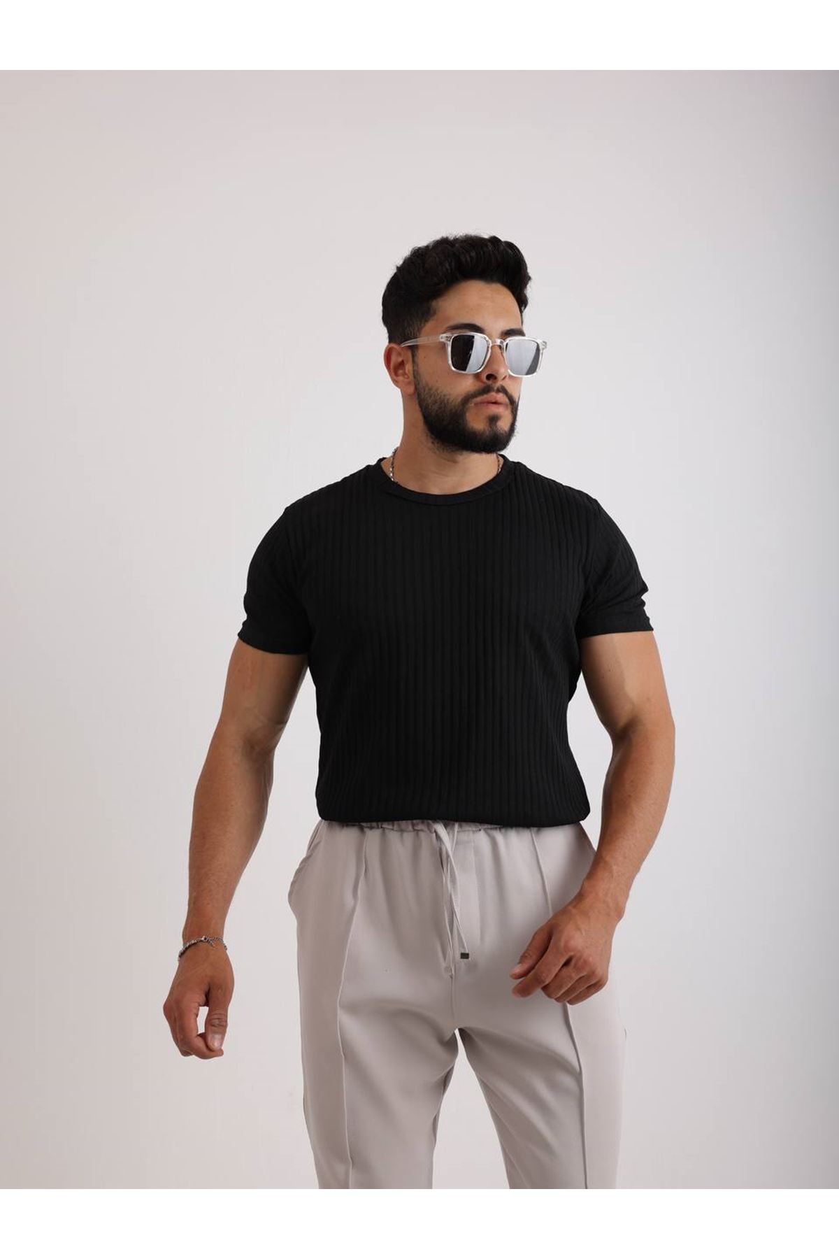 Zinox Kumaş Basic Kendinden Desenli T-shirt