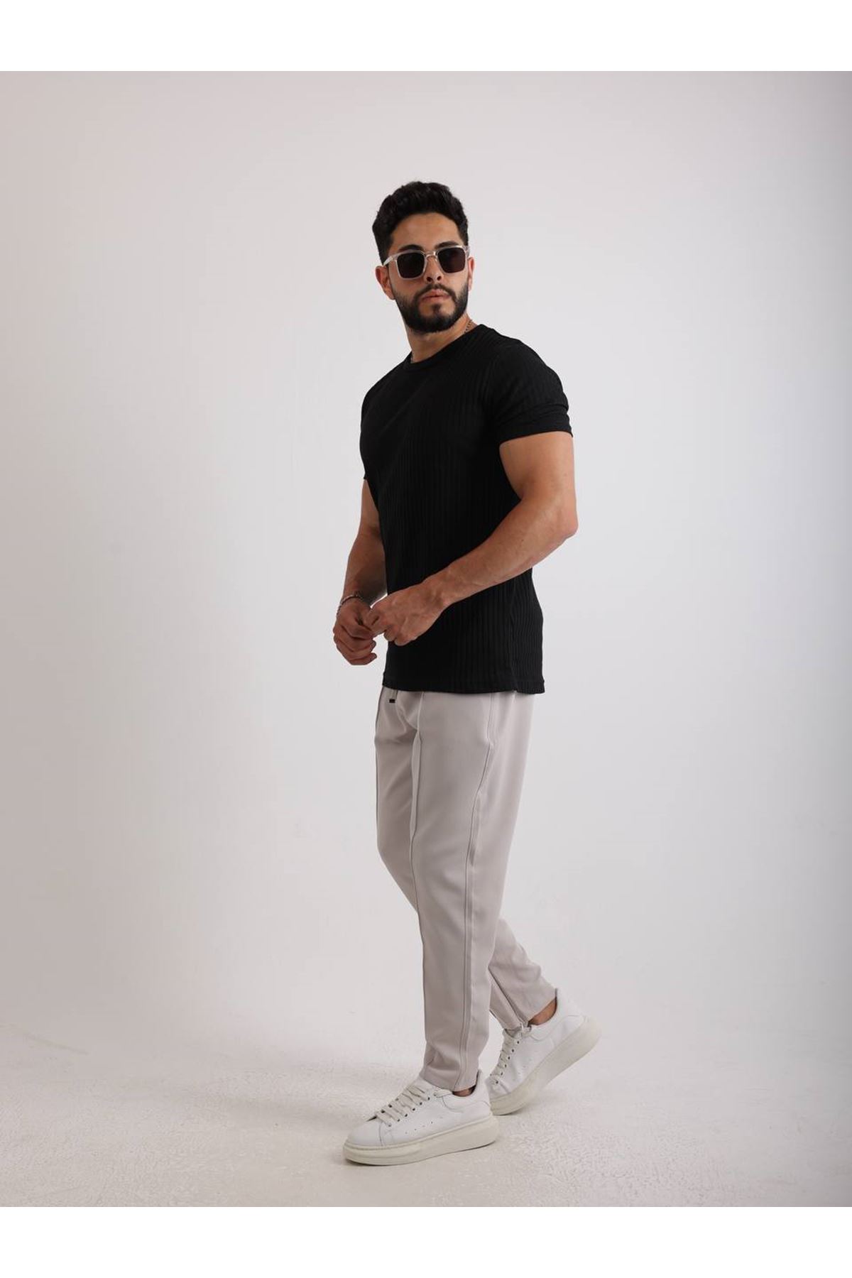 Zinox Kumaş Basic Kendinden Desenli T-shirt