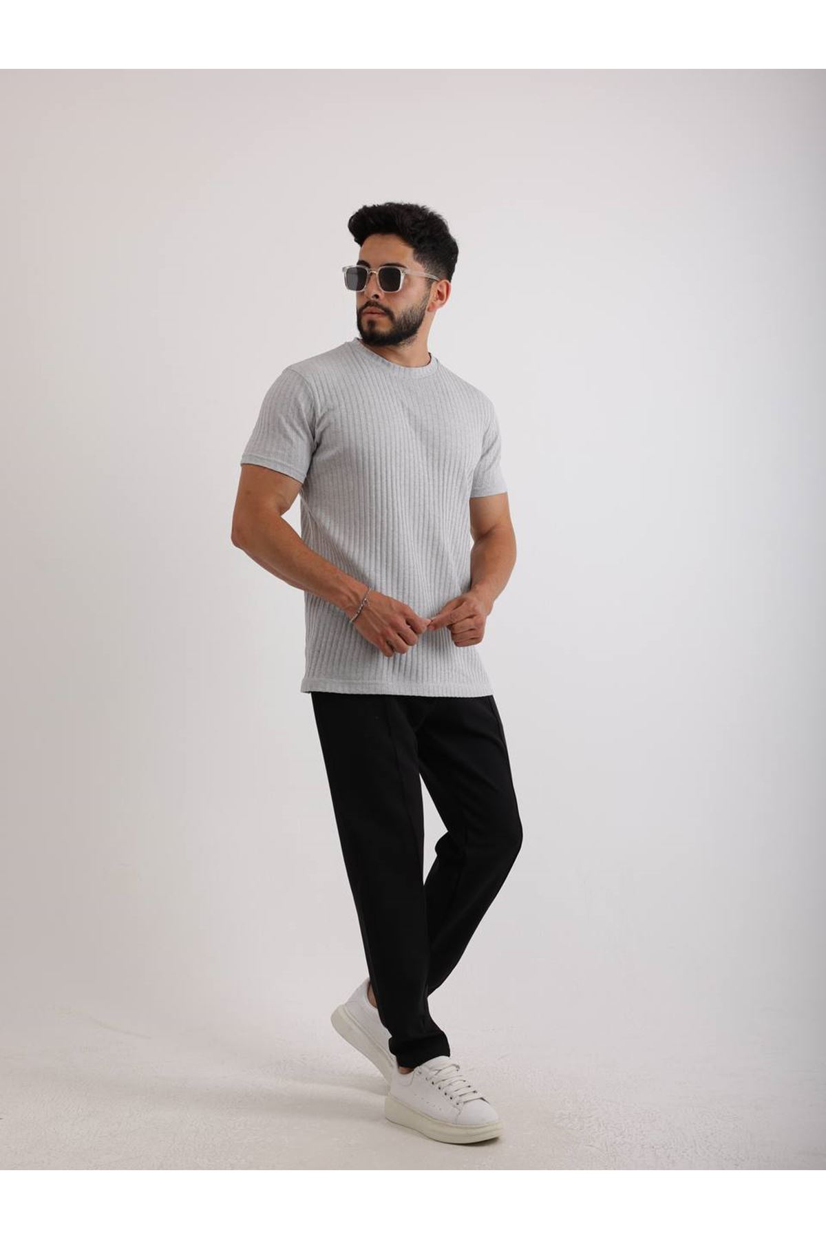 Zinox Kumaş Basic Kendinden Desenli T-shirt