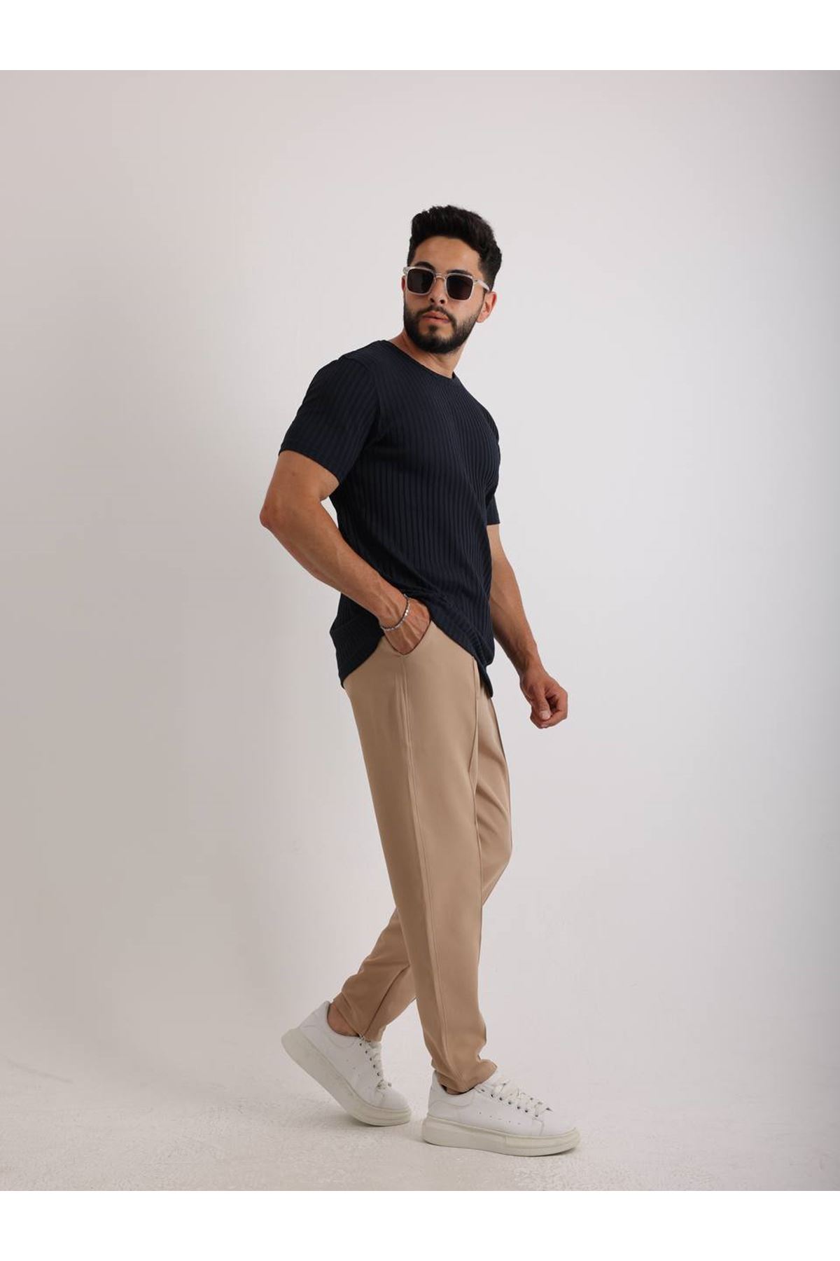 Zinox Kumaş Basic Kendinden Desenli T-shirt