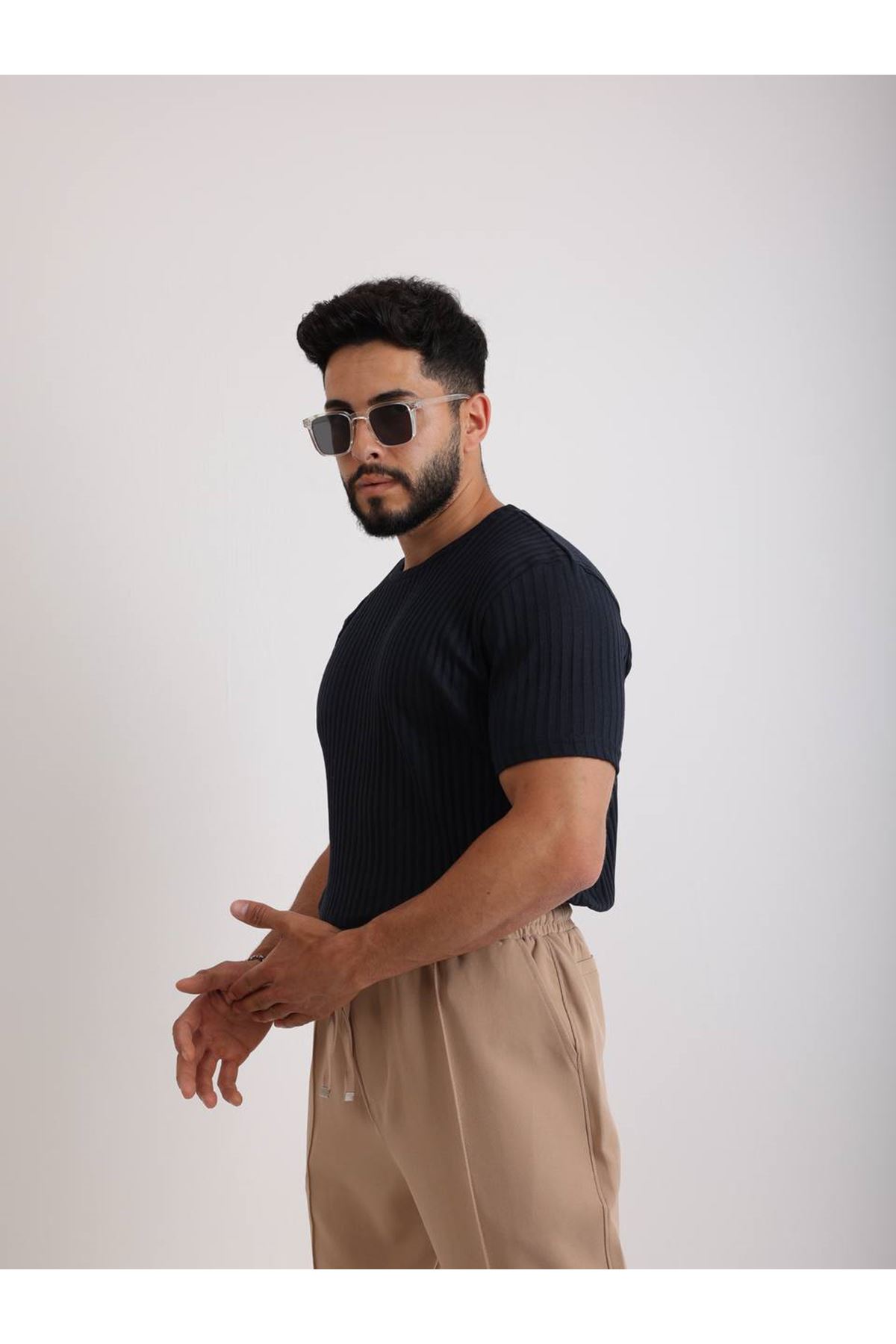 Zinox Kumaş Basic Kendinden Desenli T-shirt