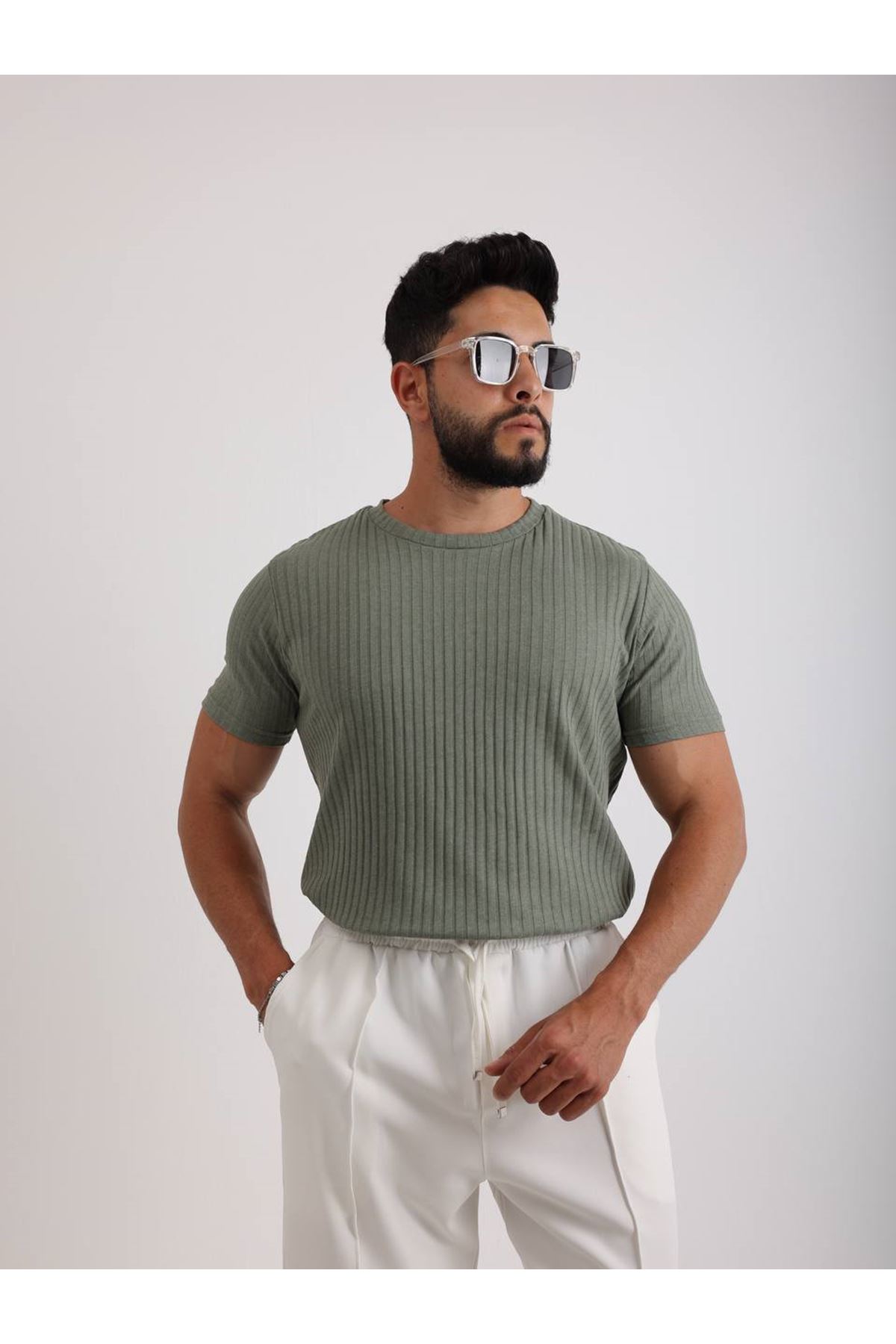 Zinox Kumaş Basic Kendinden Desenli T-shirt