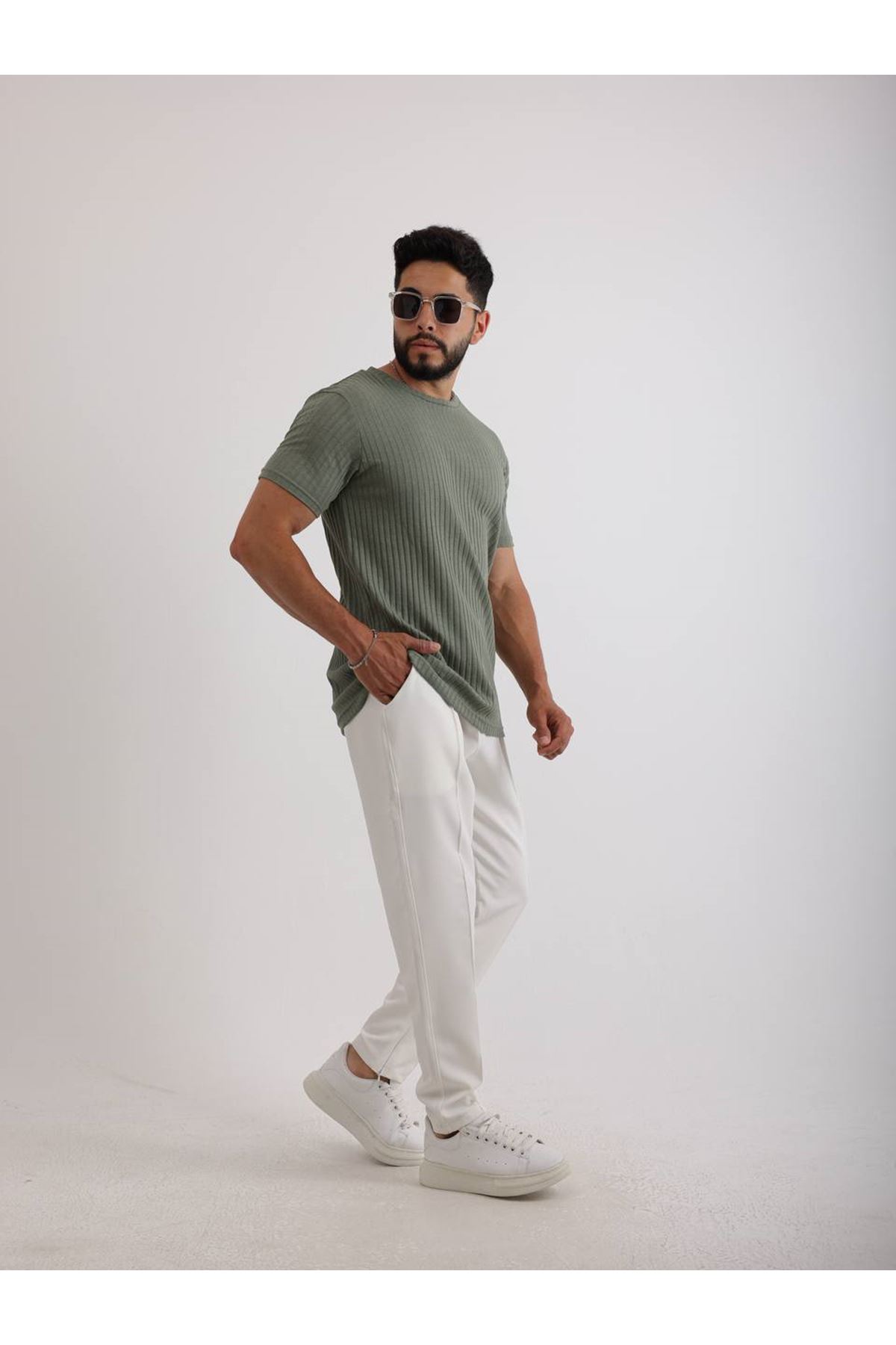 Zinox Kumaş Basic Kendinden Desenli T-shirt