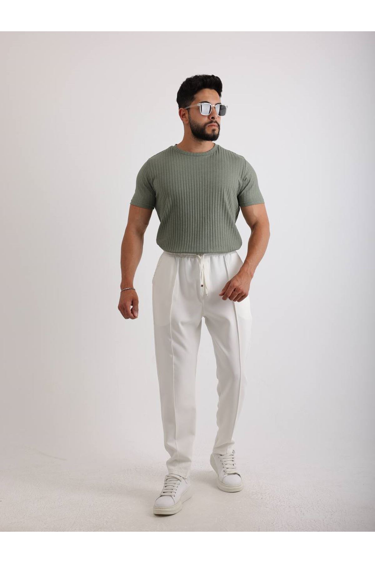 Zinox Kumaş Basic Kendinden Desenli T-shirt