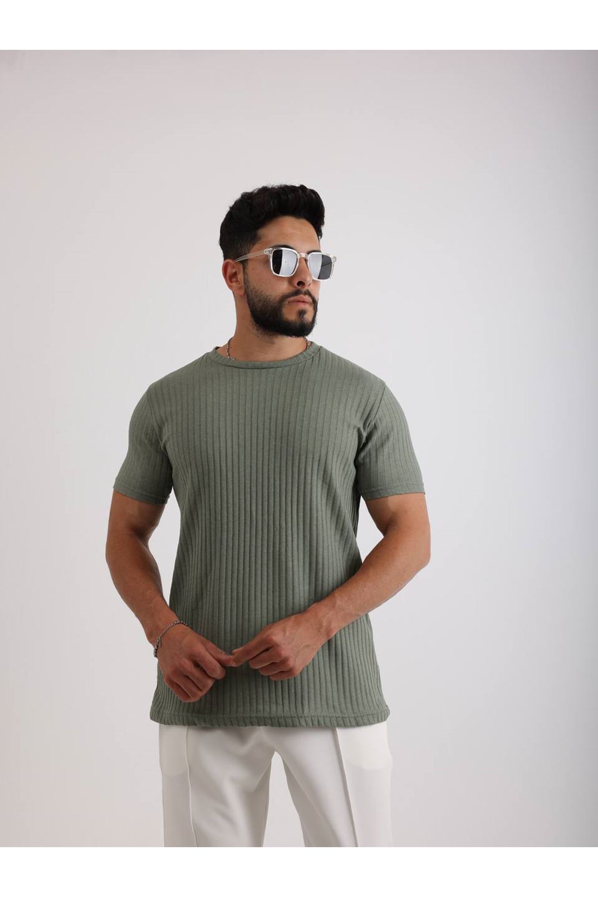 Zinox Kumaş Basic Kendinden Desenli T-shirt