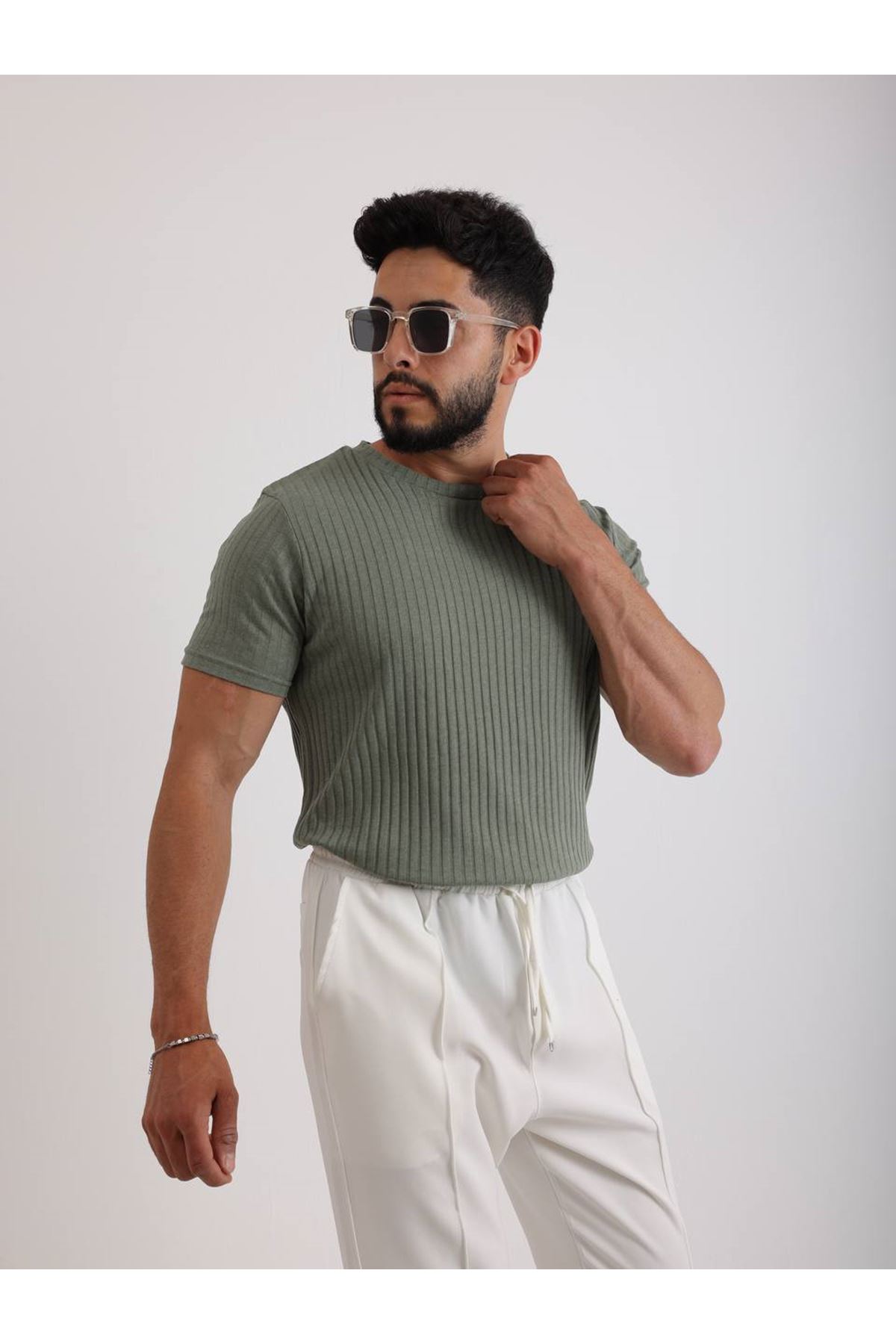 Zinox Kumaş Basic Kendinden Desenli T-shirt