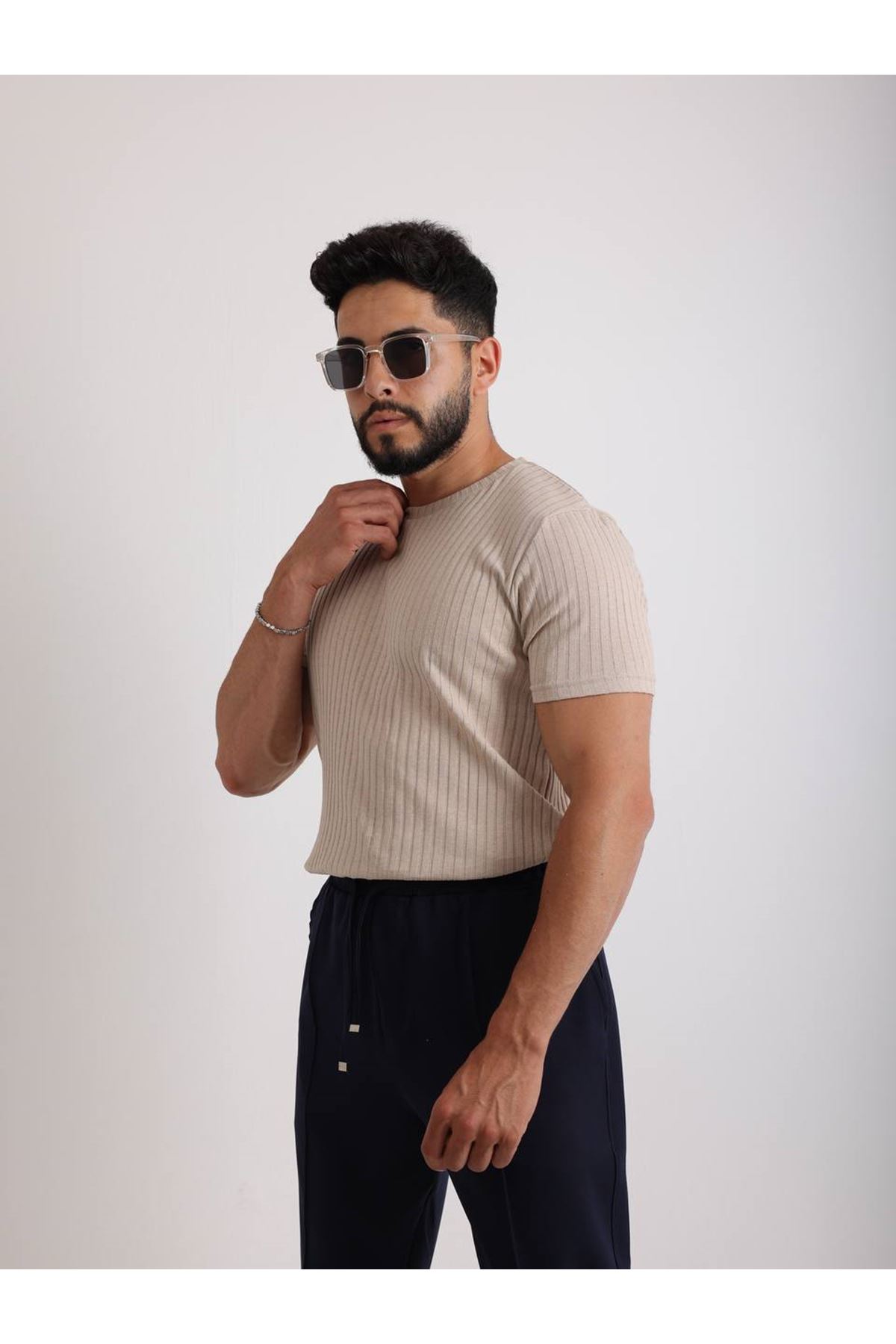 Zinox Kumaş Basic Kendinden Desenli T-shirt